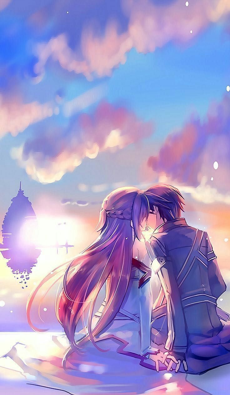 Anime Couple Sunset Kiss - anime wallpaper for OpersCraft