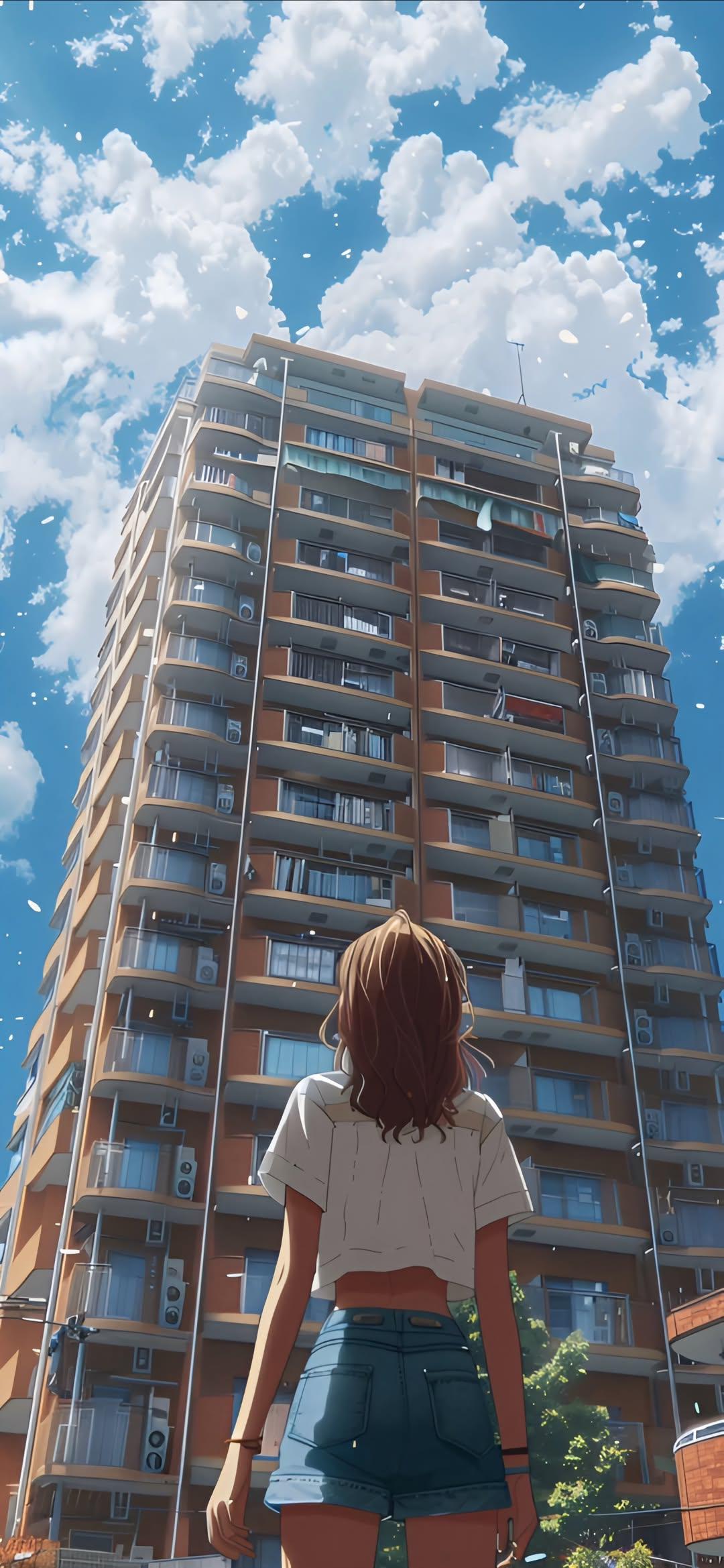 Anime Girl Building View - anime wallpaper for OpersCraft