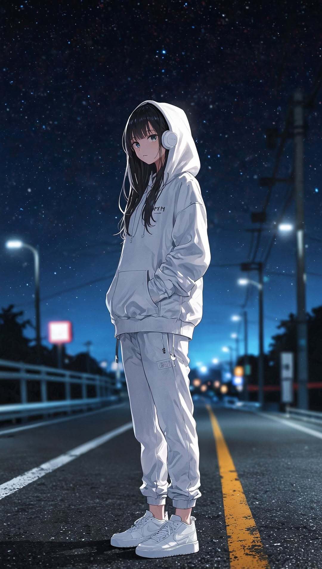 Anime Girl Night Street - anime wallpaper for OpersCraft