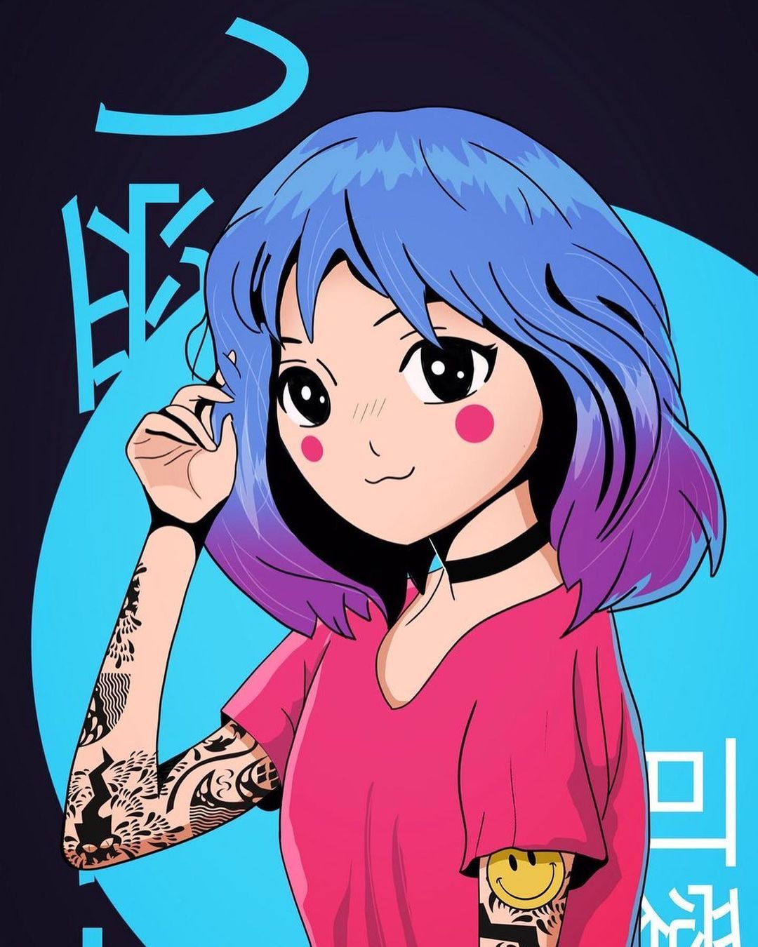 Anime Girl with Tattoos - anime wallpaper for OpersCraft