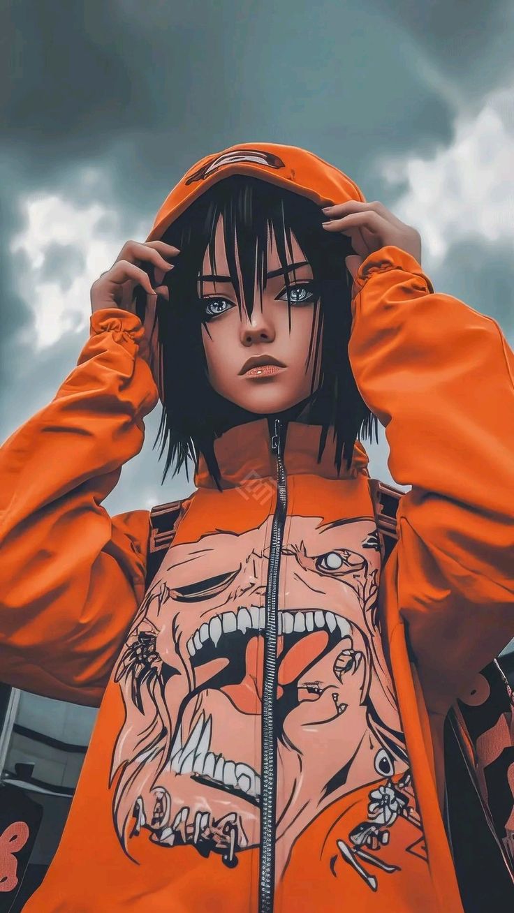 Anime_Style_Girl_Orange_Hoodie - dope wallpaper for OpersCraft