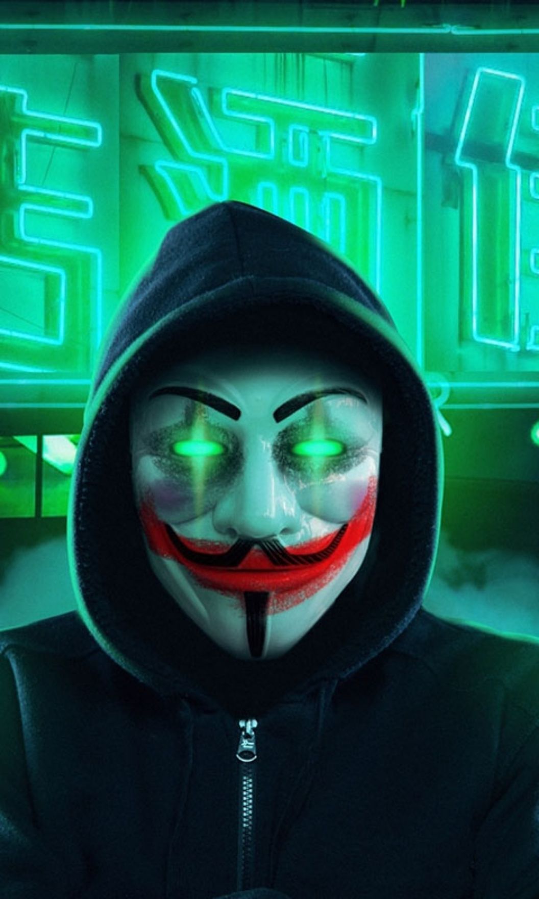 Anonymous Neon Hacker Mask - anonymous wallpaper for OpersCraft
