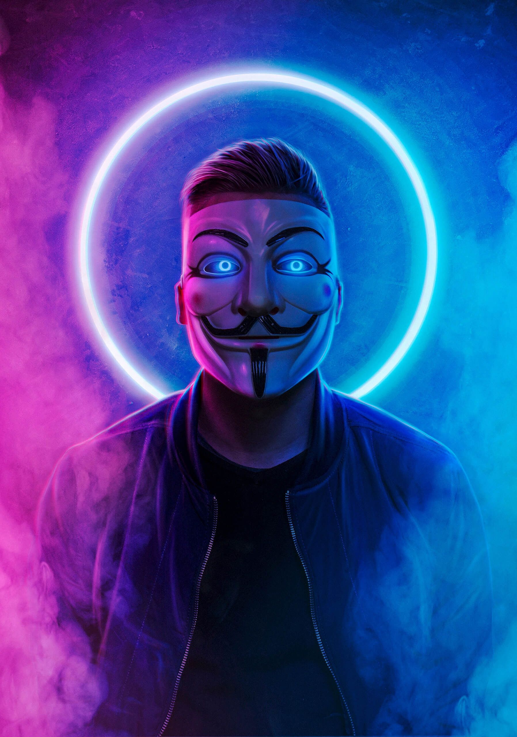 Anonymous Neon Portrait - mask wallpaper for OpersCraft