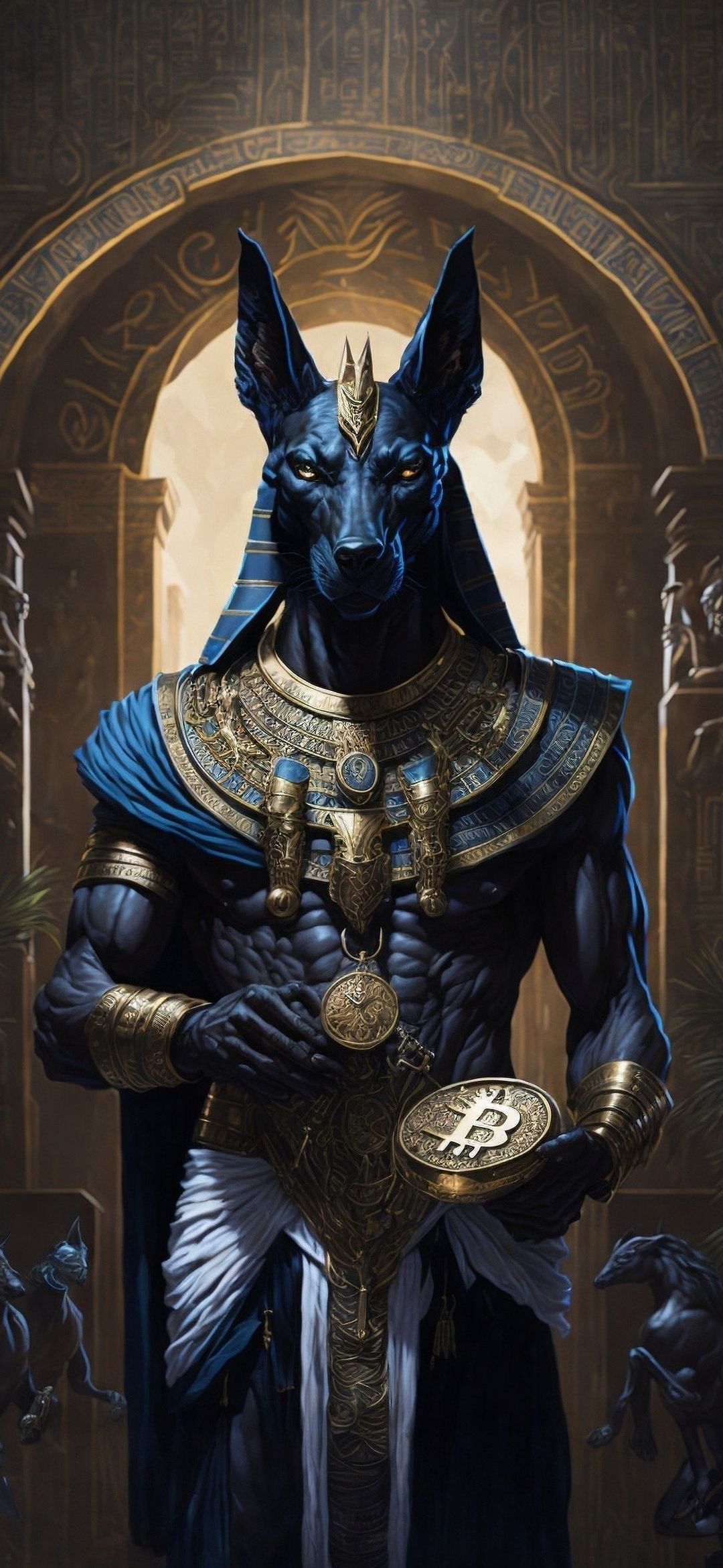 Anubis and Bitcoin - egyptian wallpaper for OpersCraft
