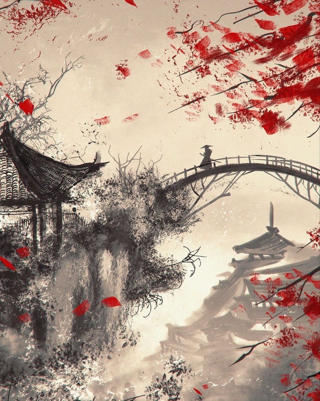 Asian Bridge Landscape - asian art wallpaper for OpersCraft