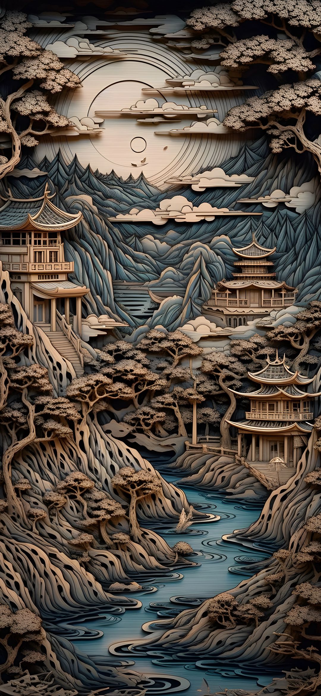 Asian Temple Landscape Art - asian art wallpaper for OpersCraft