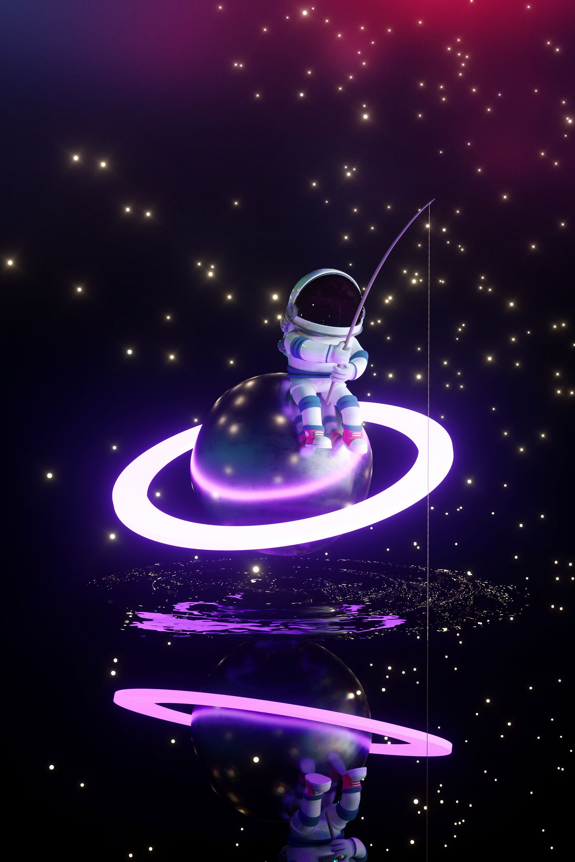 Astronaut Fishing on Planet - astronaut wallpaper for OpersCraft