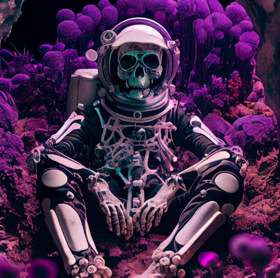 Astronaut Skeleton Purple Planet - sci-fi wallpaper for OpersCraft