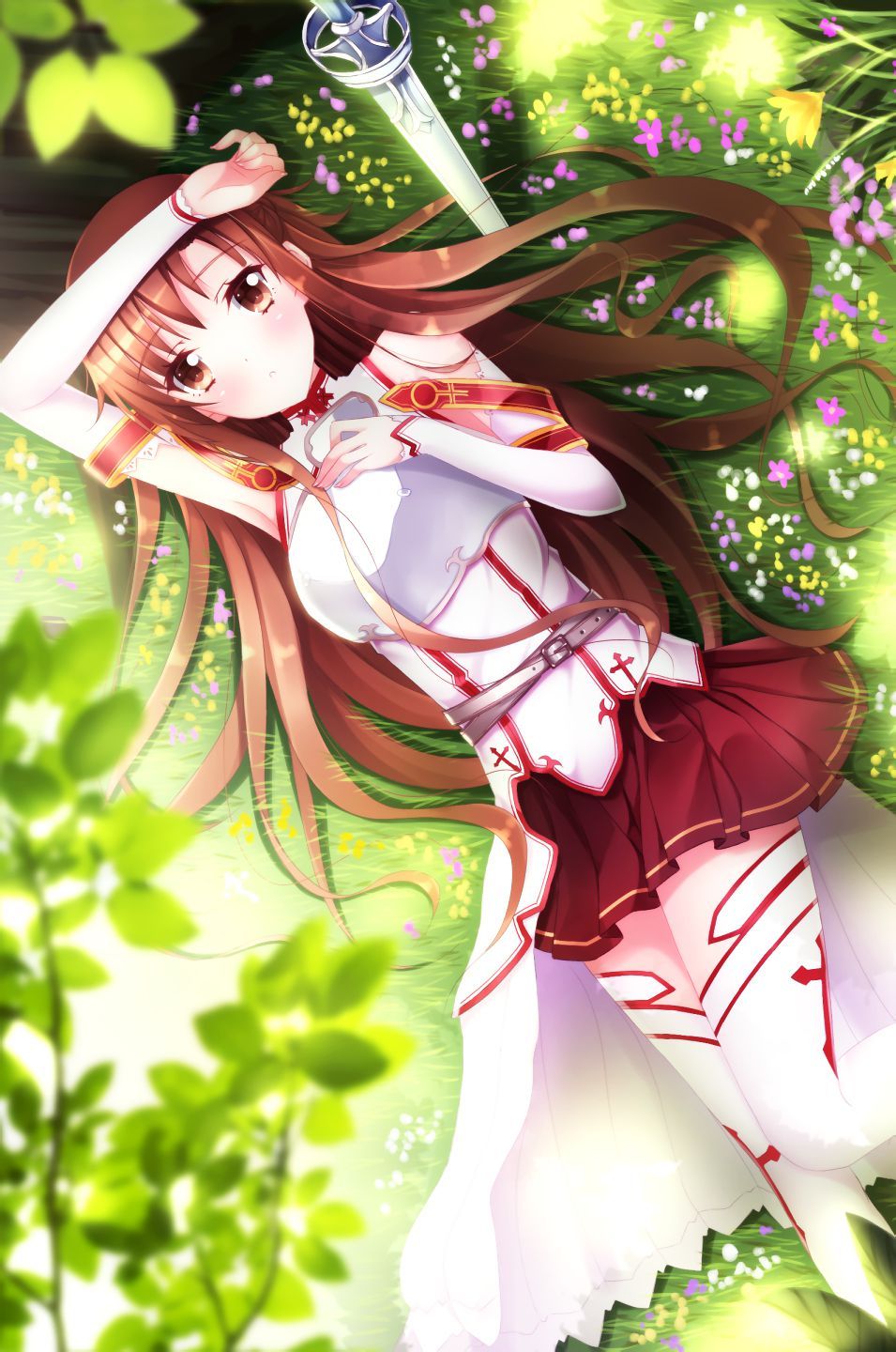 Asuna Lying in Meadow - anime wallpaper for OpersCraft