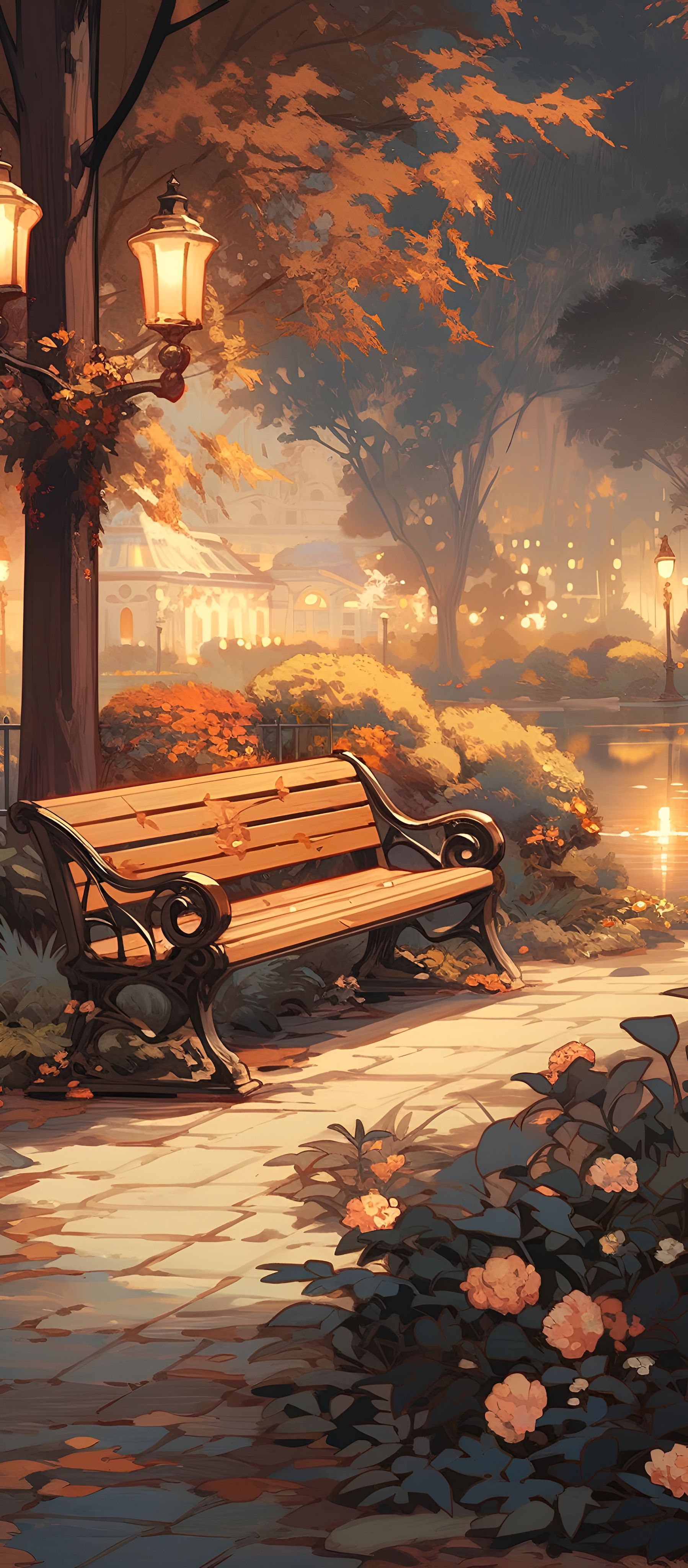 Autumn Park Bench Serenity - autumn wallpaper for OpersCraft