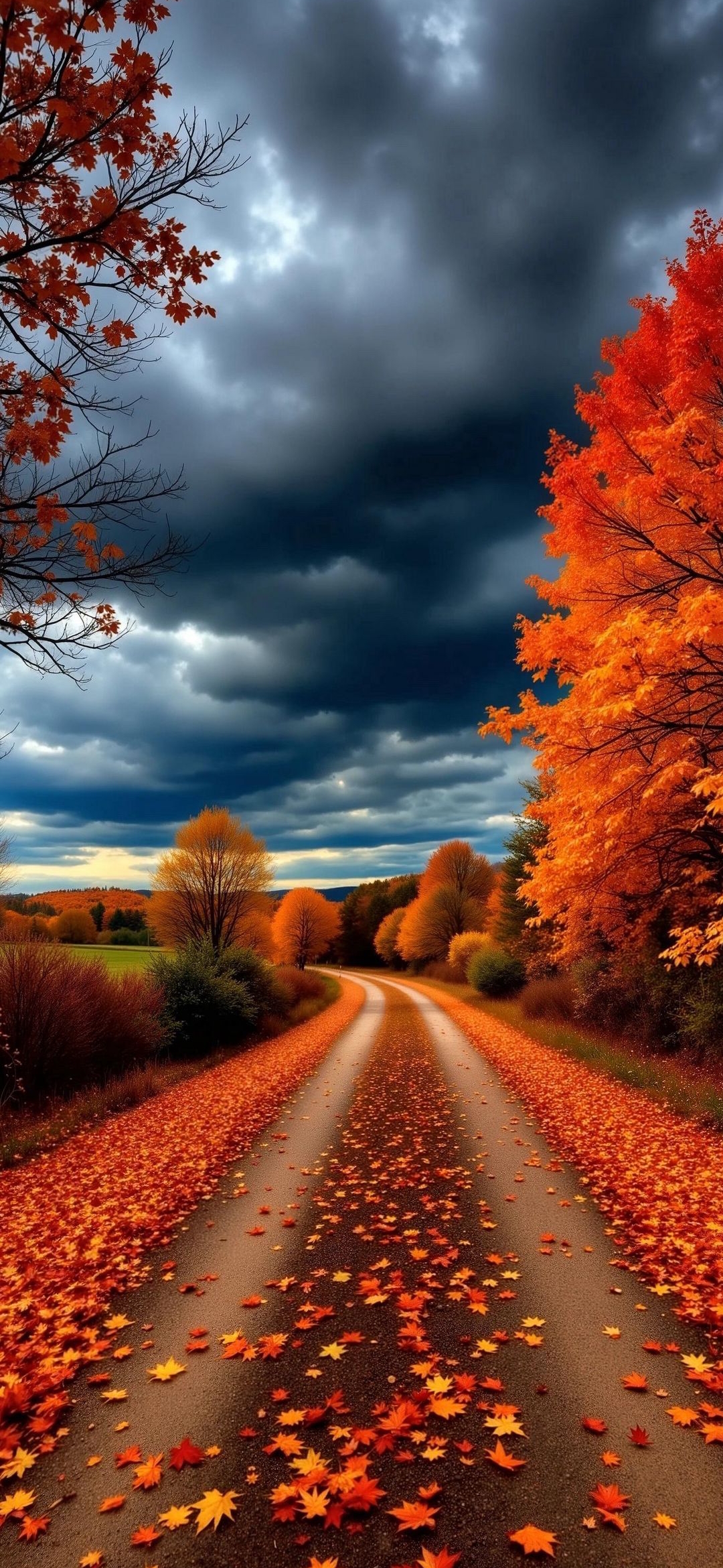 Autumn Road Covered Leaves - fall wallpaper for OpersCraft