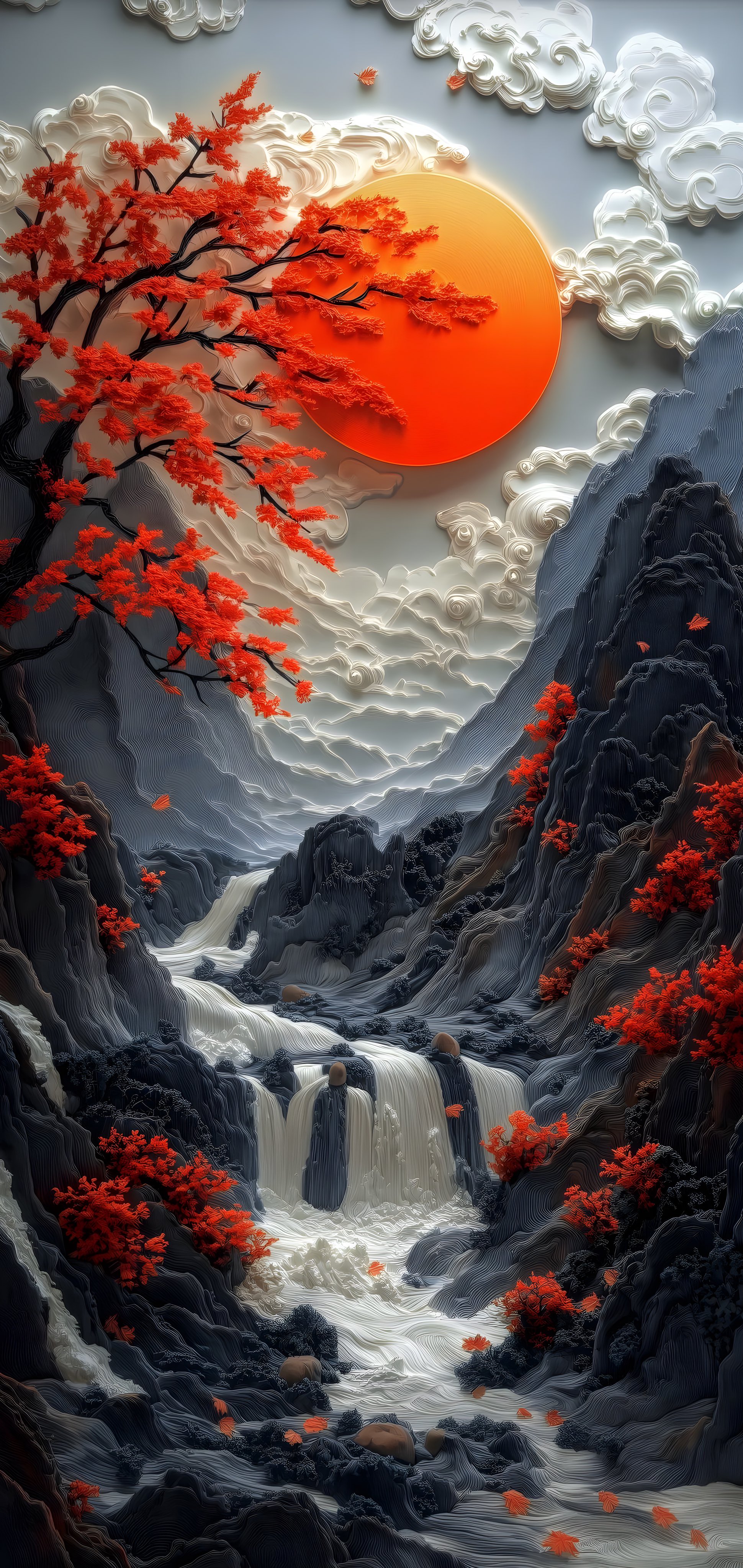 Autumnal Mountain Waterfall Scene - waterfall wallpaper for OpersCraft
