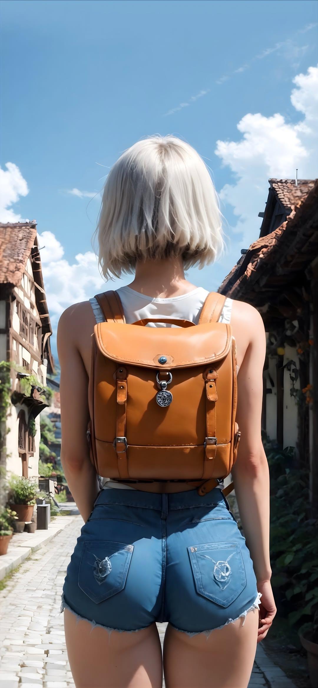 Backpack in European Town - travel wallpaper for OpersCraft