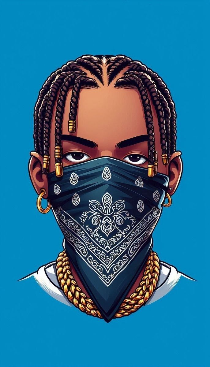 Bandana Braids Cartoon Portrait - hip-hop wallpaper for OpersCraft