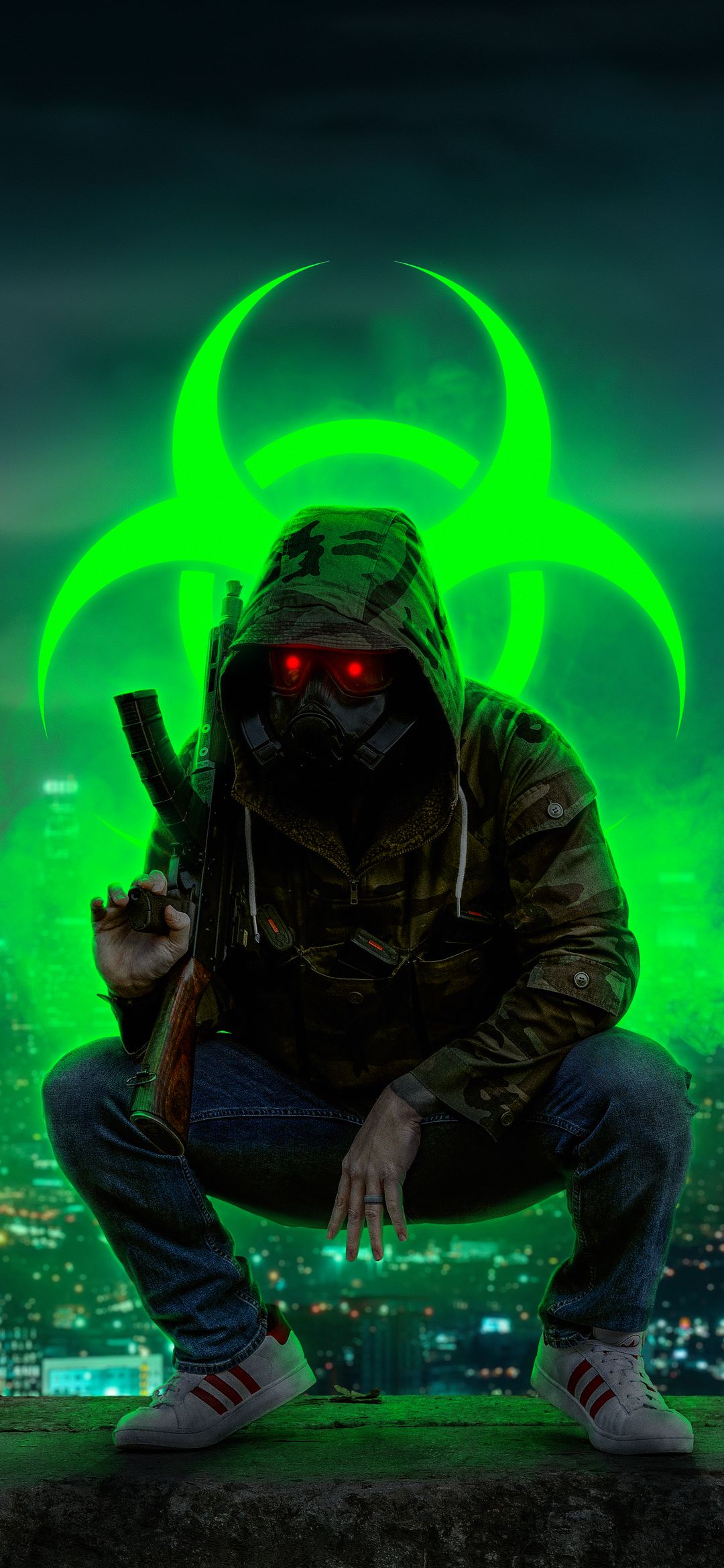Biohazard Soldier Cityscape - sci-fi wallpaper for OpersCraft