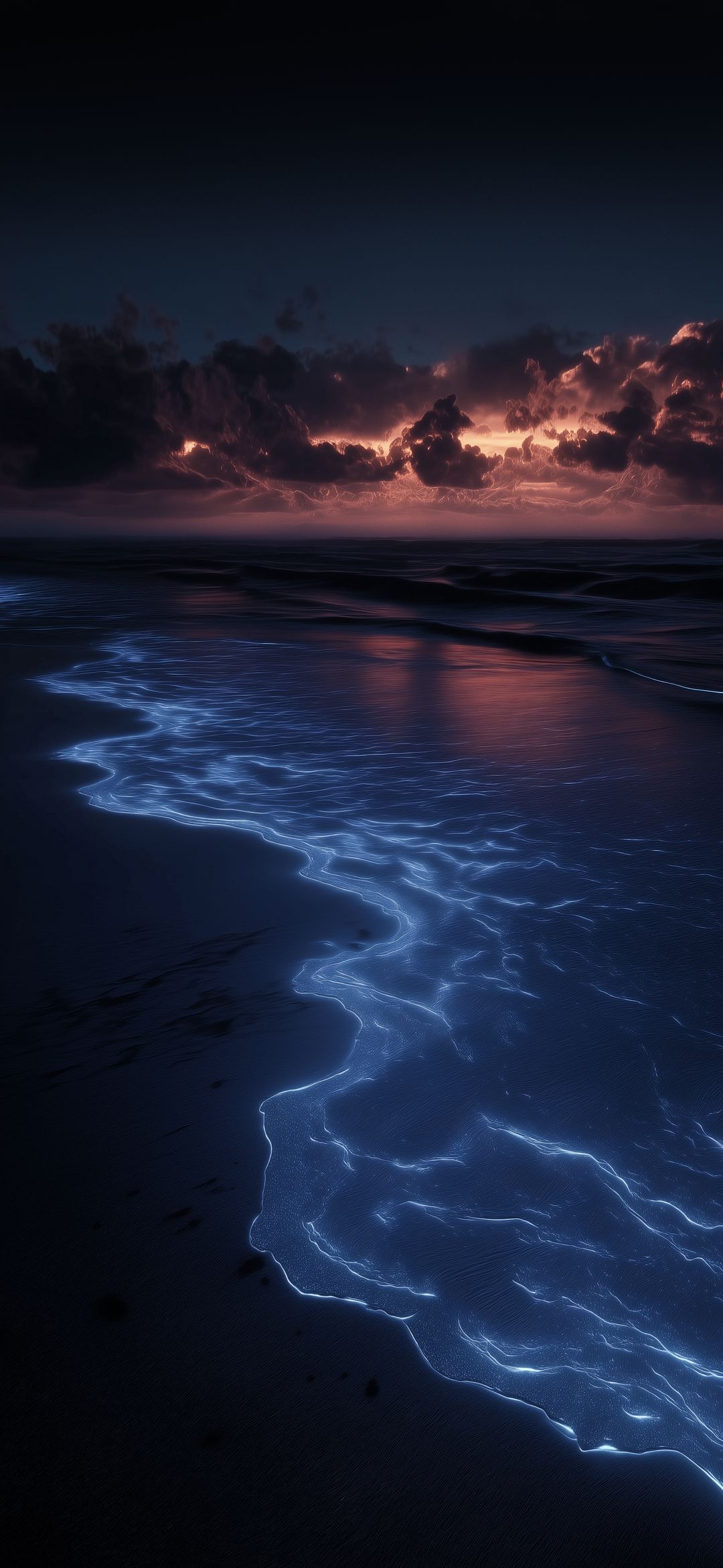 Bioluminescent Shoreline at Dusk - beach wallpaper for OpersCraft