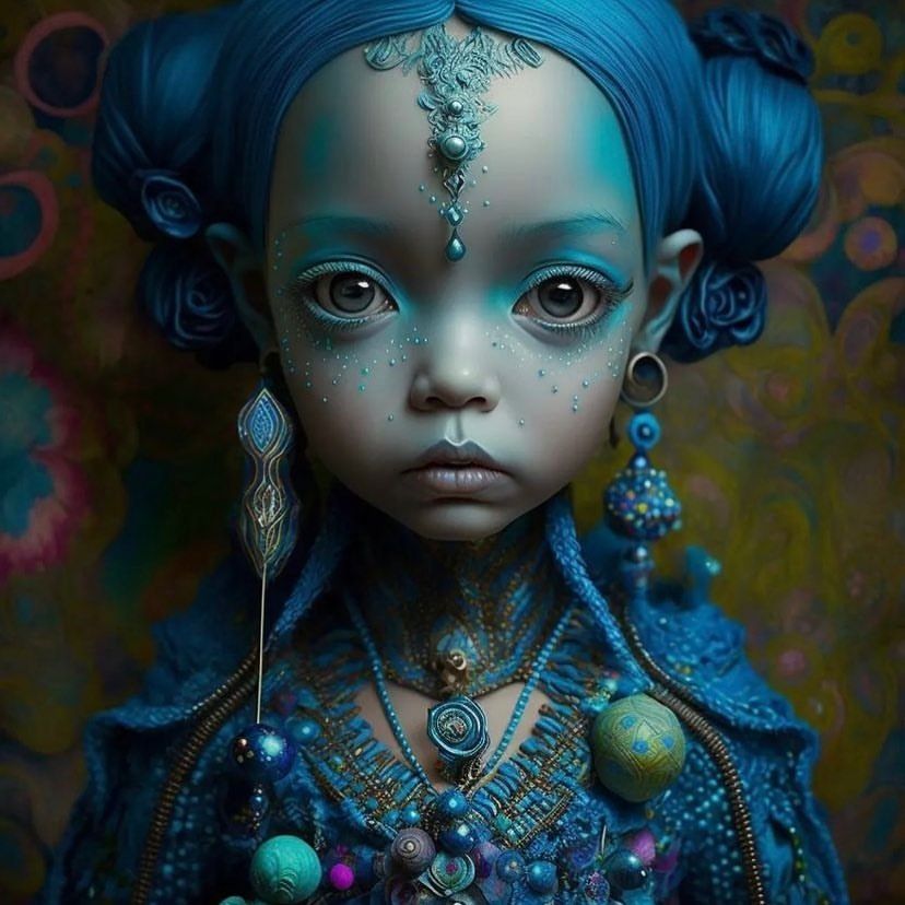 Blue Alien Child Portrait - fantasy wallpaper for OpersCraft