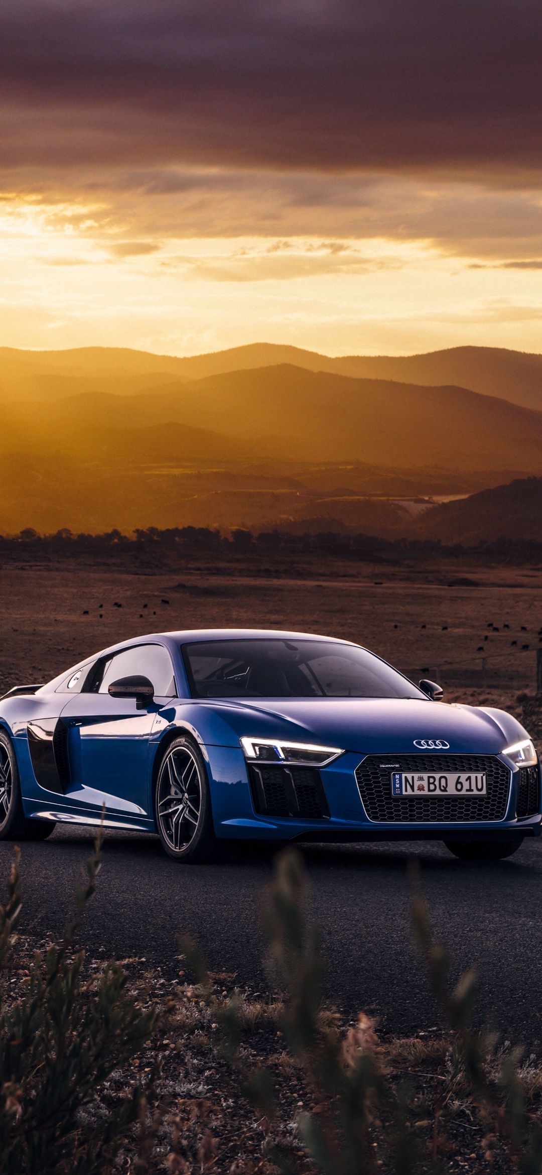 Blue Audi R8 Sunset - audi wallpaper for OpersCraft