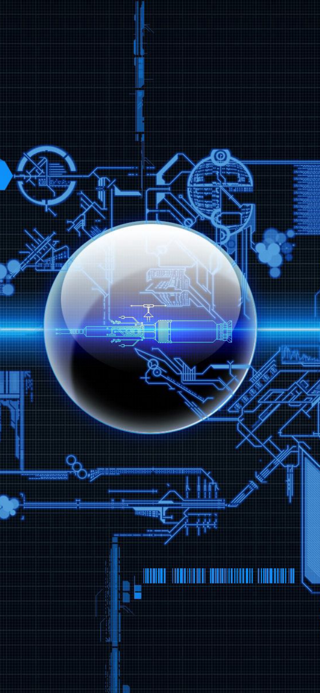 Blue Circuit Board Orb - abstract wallpaper for OpersCraft