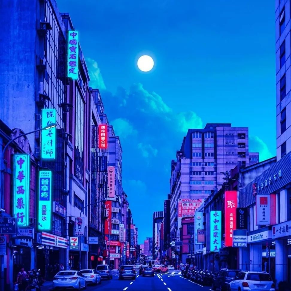 Blue City Nightscape - city wallpaper for OpersCraft