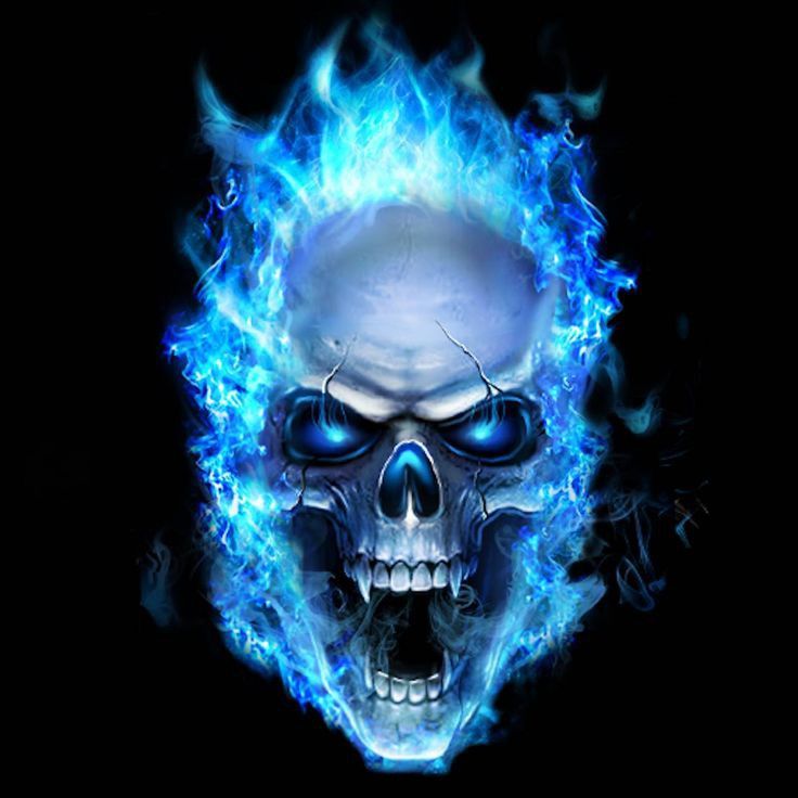 Blue Fire Skull - skull wallpaper for OpersCraft