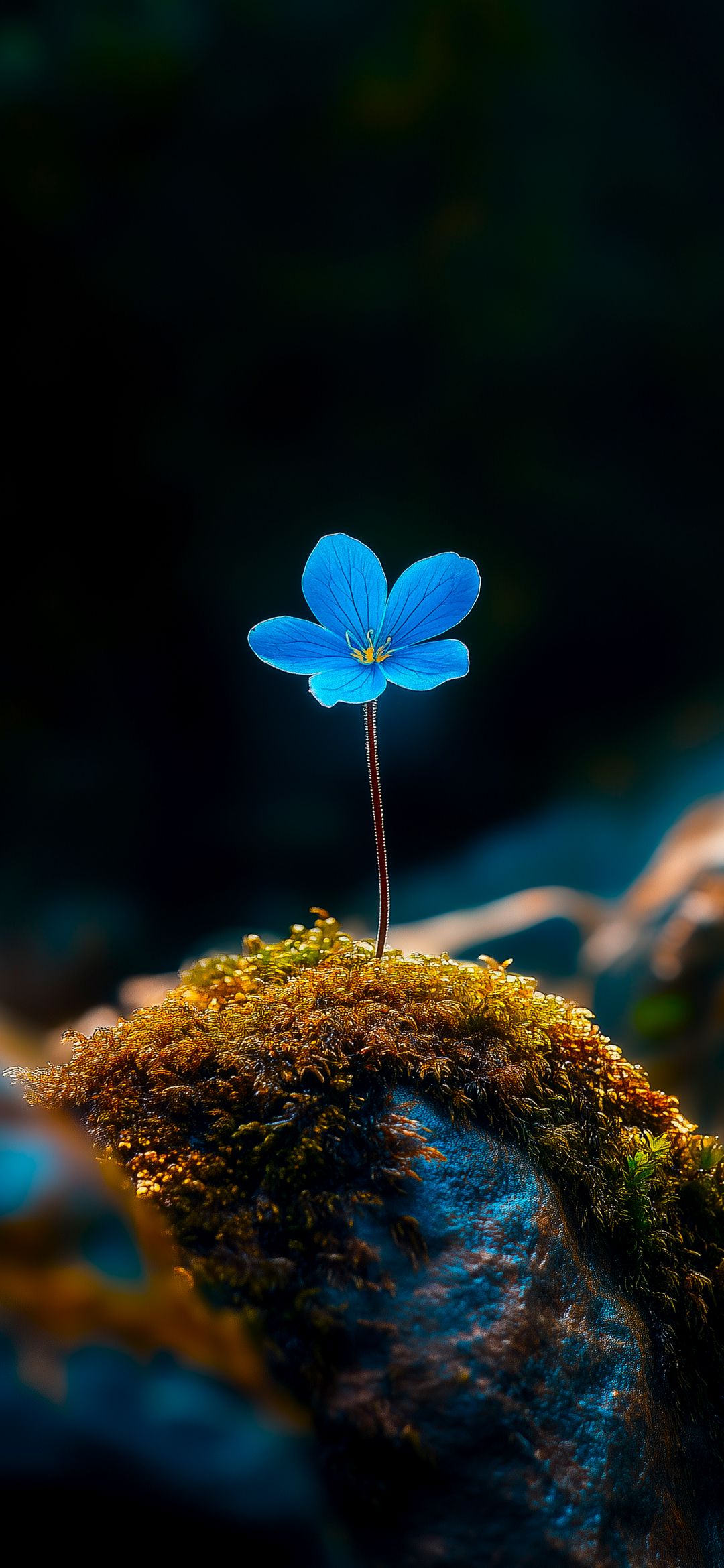 Blue Flower on Moss - flowers wallpaper for OpersCraft