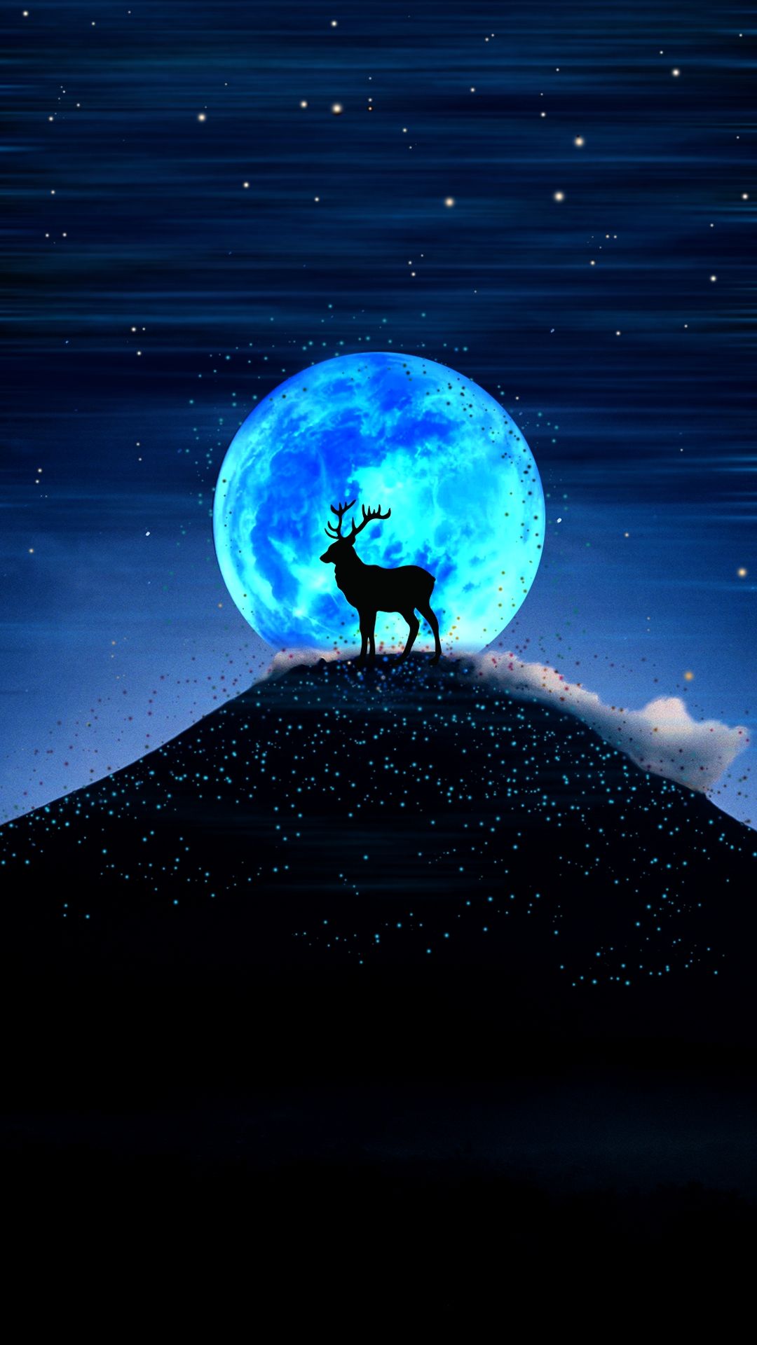 Blue Moon Deer Silhouette - deer wallpaper for OpersCraft