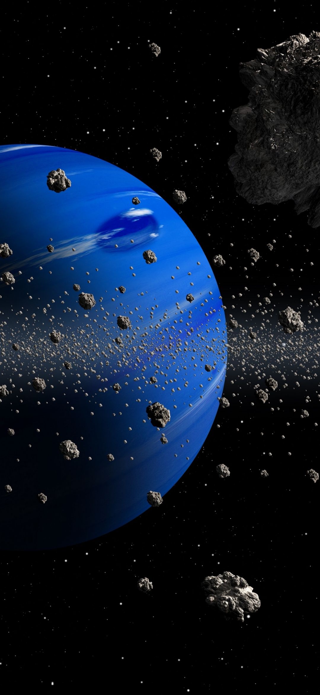 Blue Planet and Asteroids - space wallpaper for OpersCraft