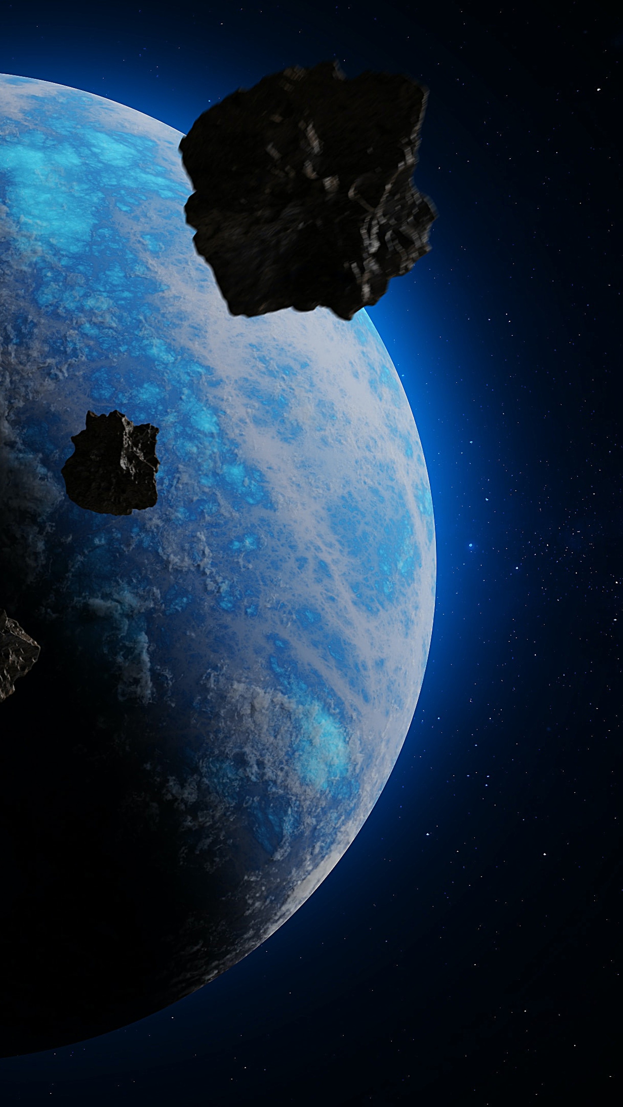 Blue Planet and Asteroids - planet wallpaper for OpersCraft