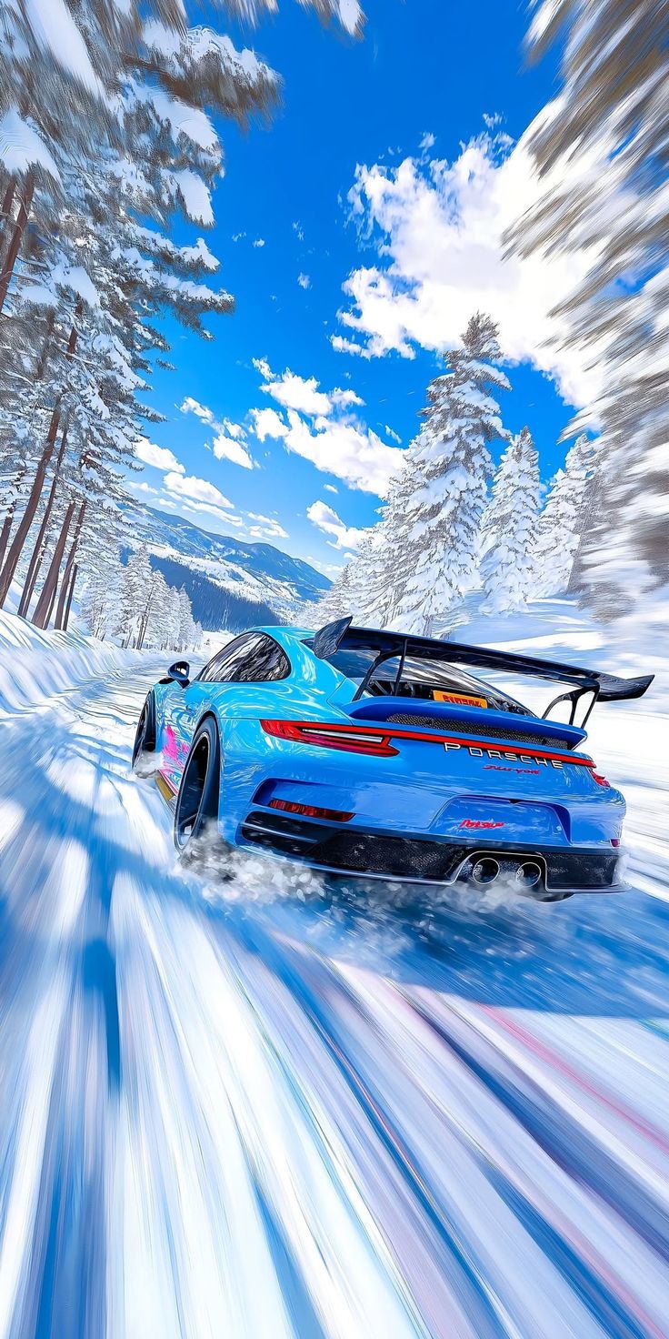 Blue Porsche Winter Drift - porsche wallpaper for OpersCraft