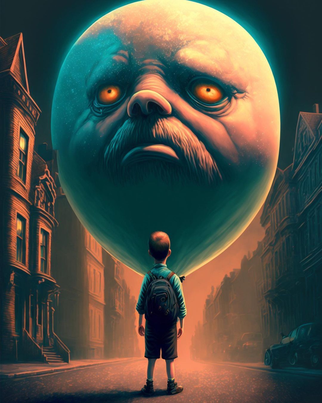 Boy and Celestial Face - surreal wallpaper for OpersCraft