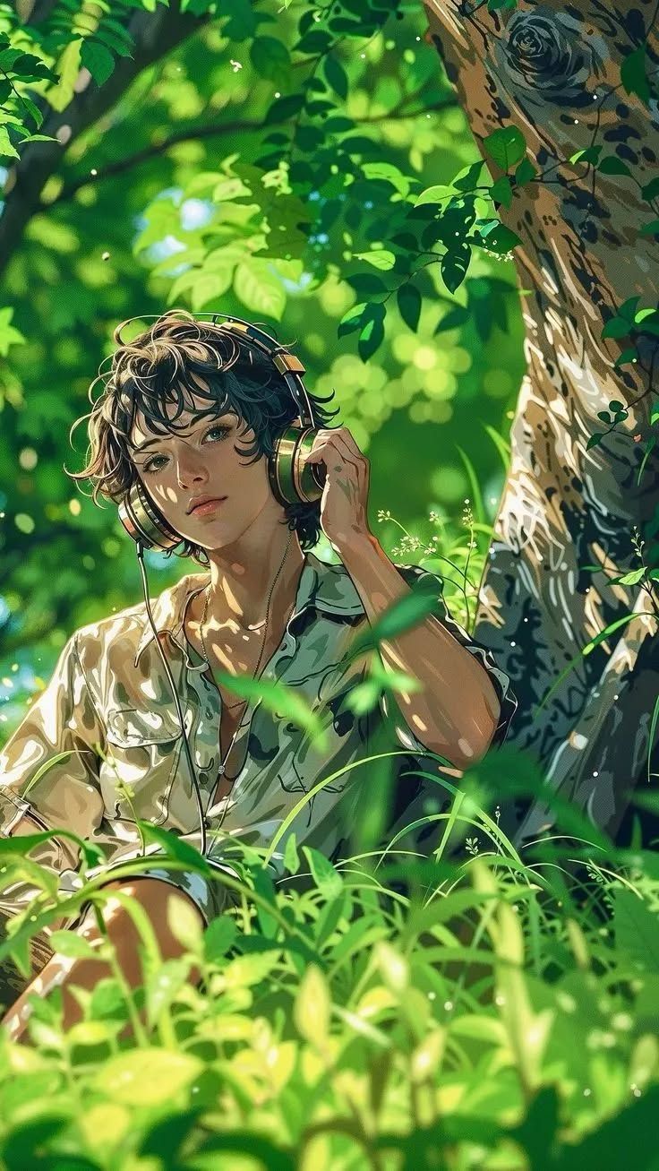Boy in Lush Forest - anime wallpaper for OpersCraft