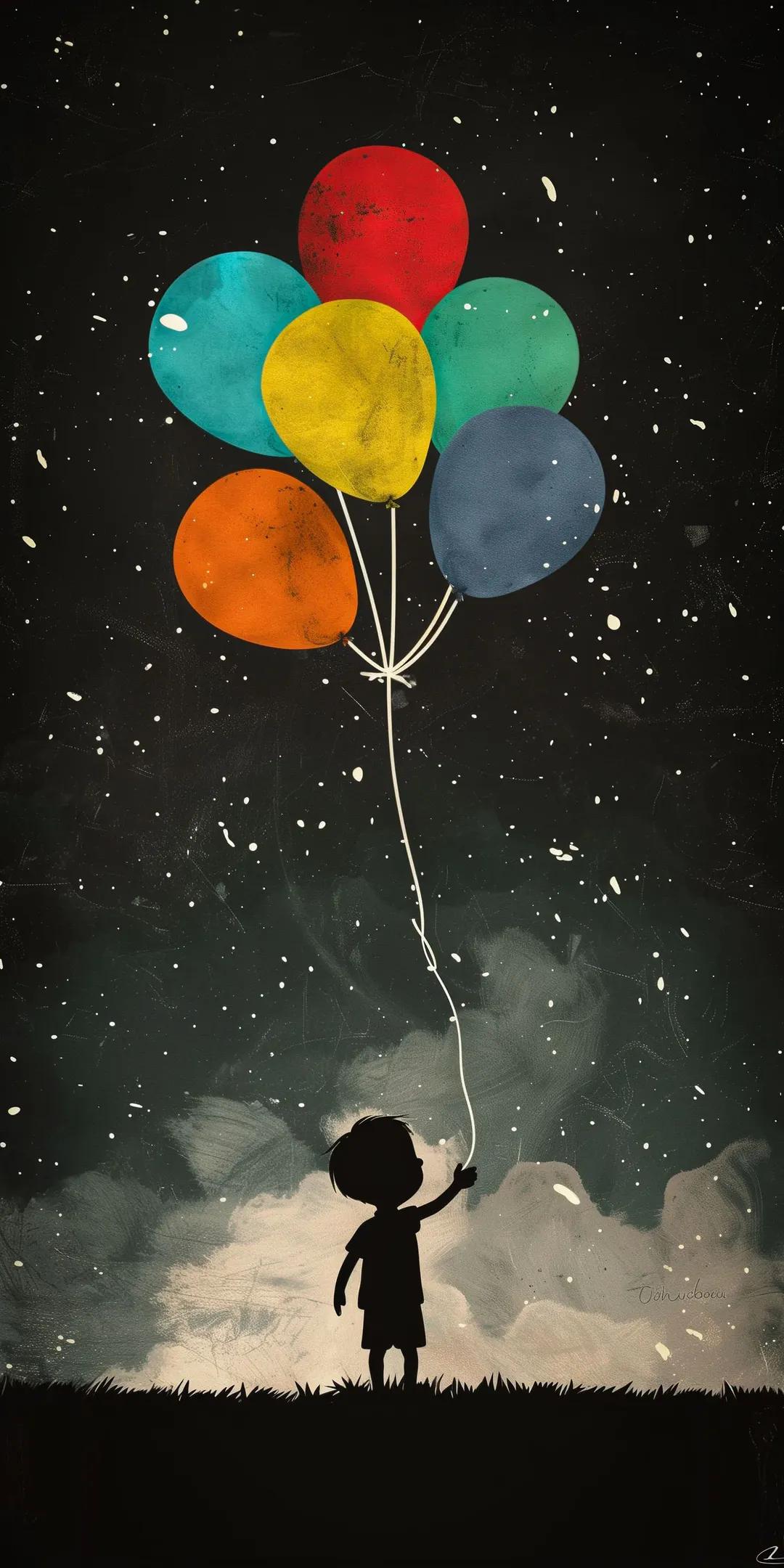 Boy with Colorful Balloons - illustration wallpaper for OpersCraft
