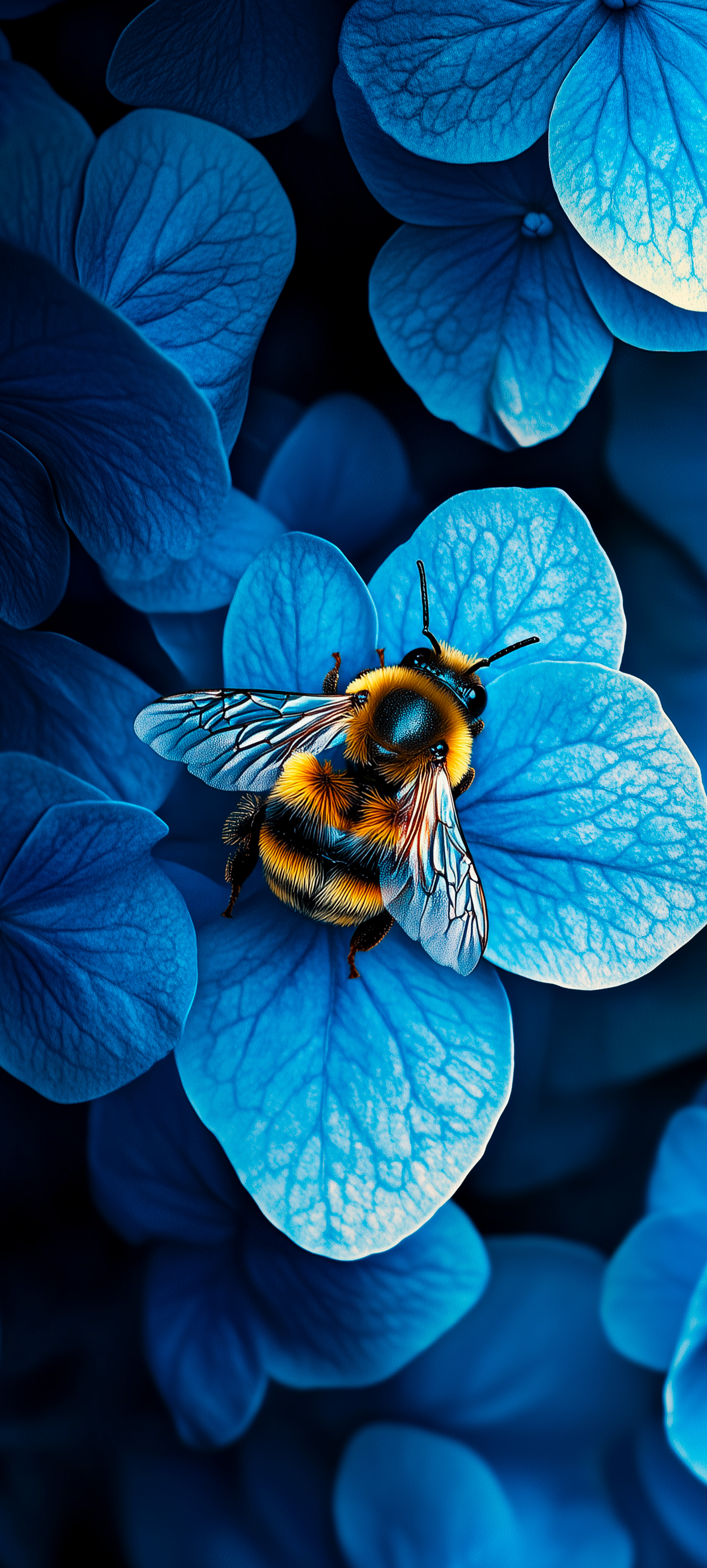 Bumblebee on Blue Hydrangea - animals wallpaper for OpersCraft