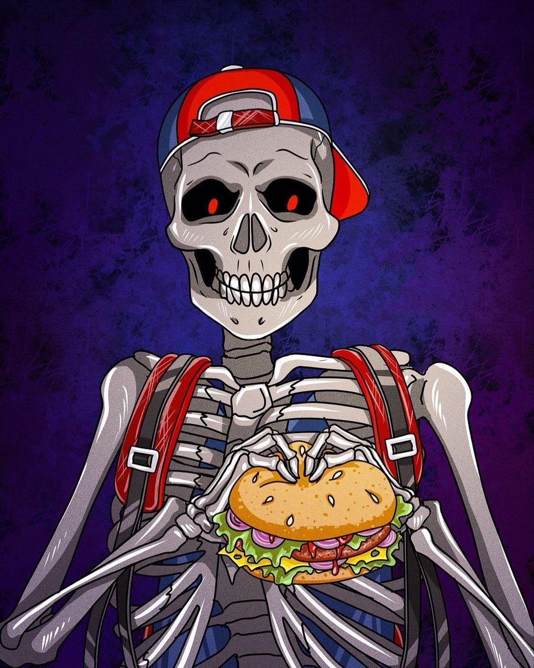 Burger Loving Skeleton - skeletons wallpaper for OpersCraft