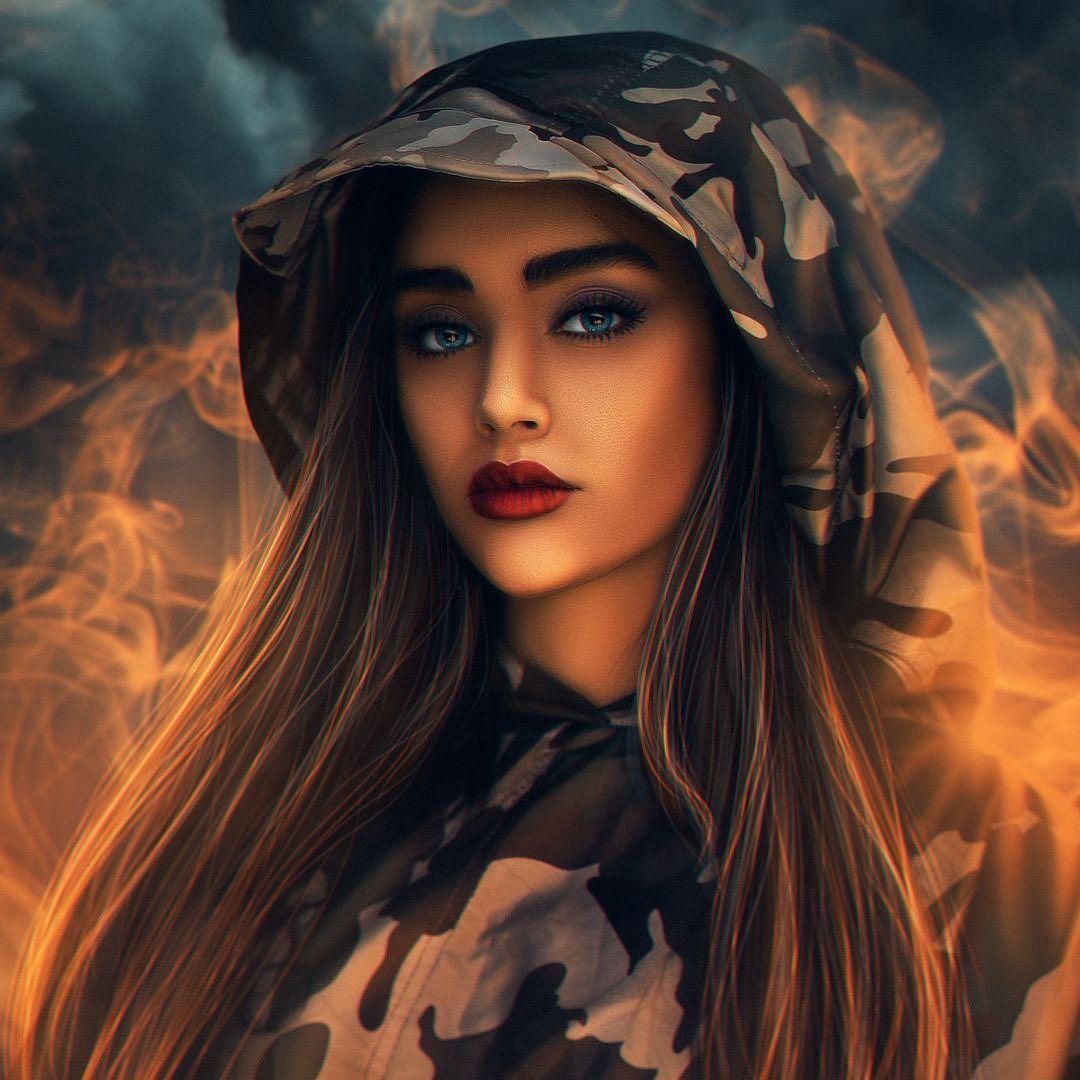 Camo Girl Fire Gaze - girl wallpaper for OpersCraft