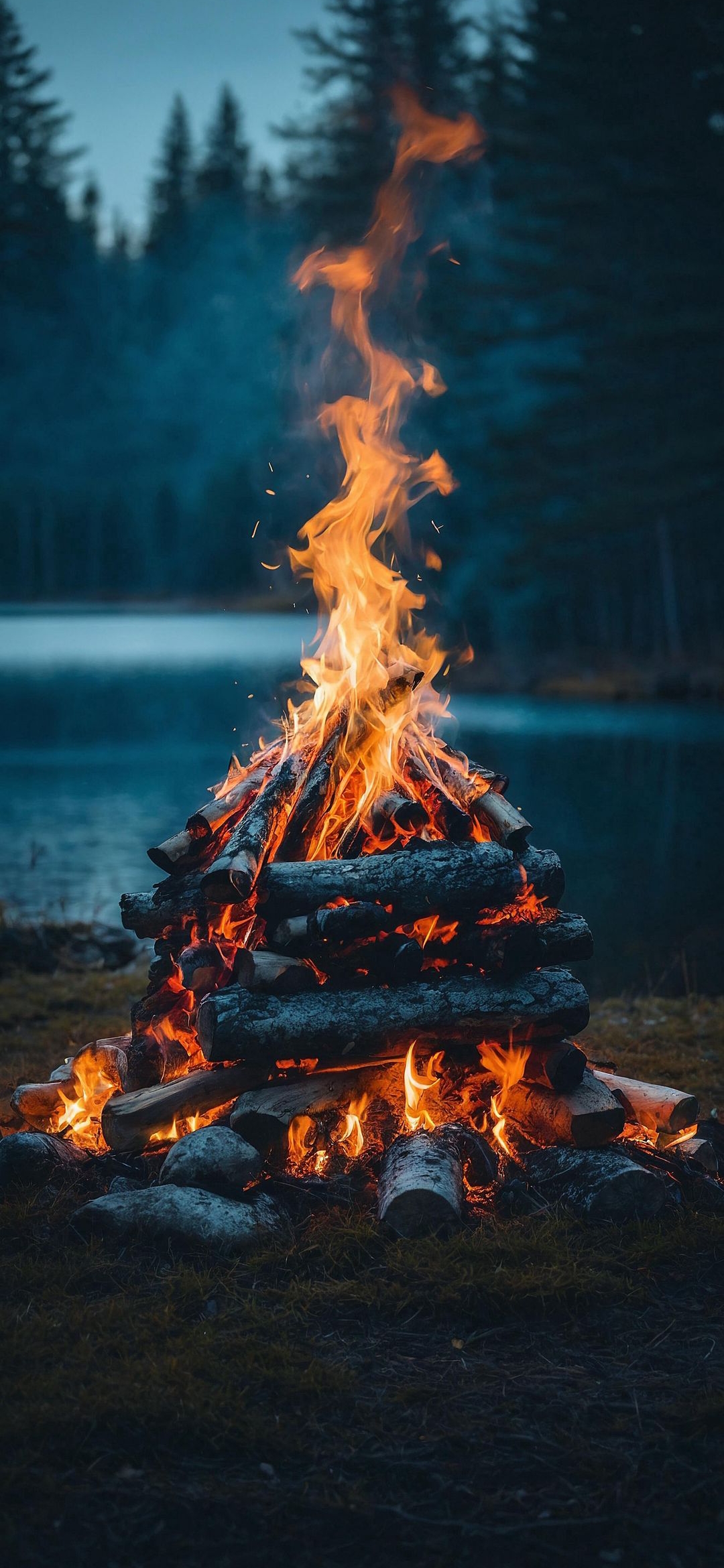 Campfire by the Lake - nature wallpaper for OpersCraft