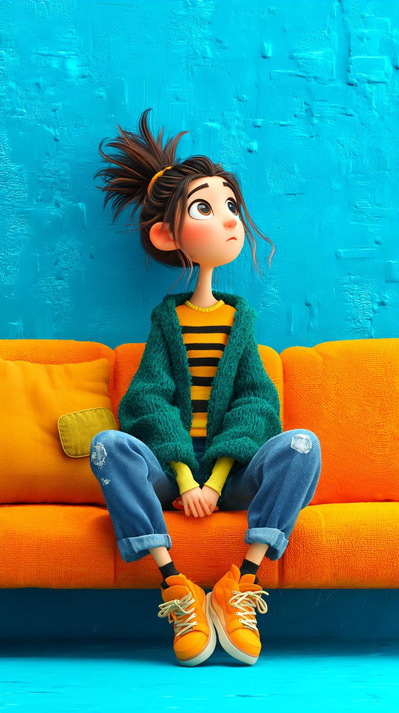 Cartoon Girl on Couch - cartoon wallpaper for OpersCraft