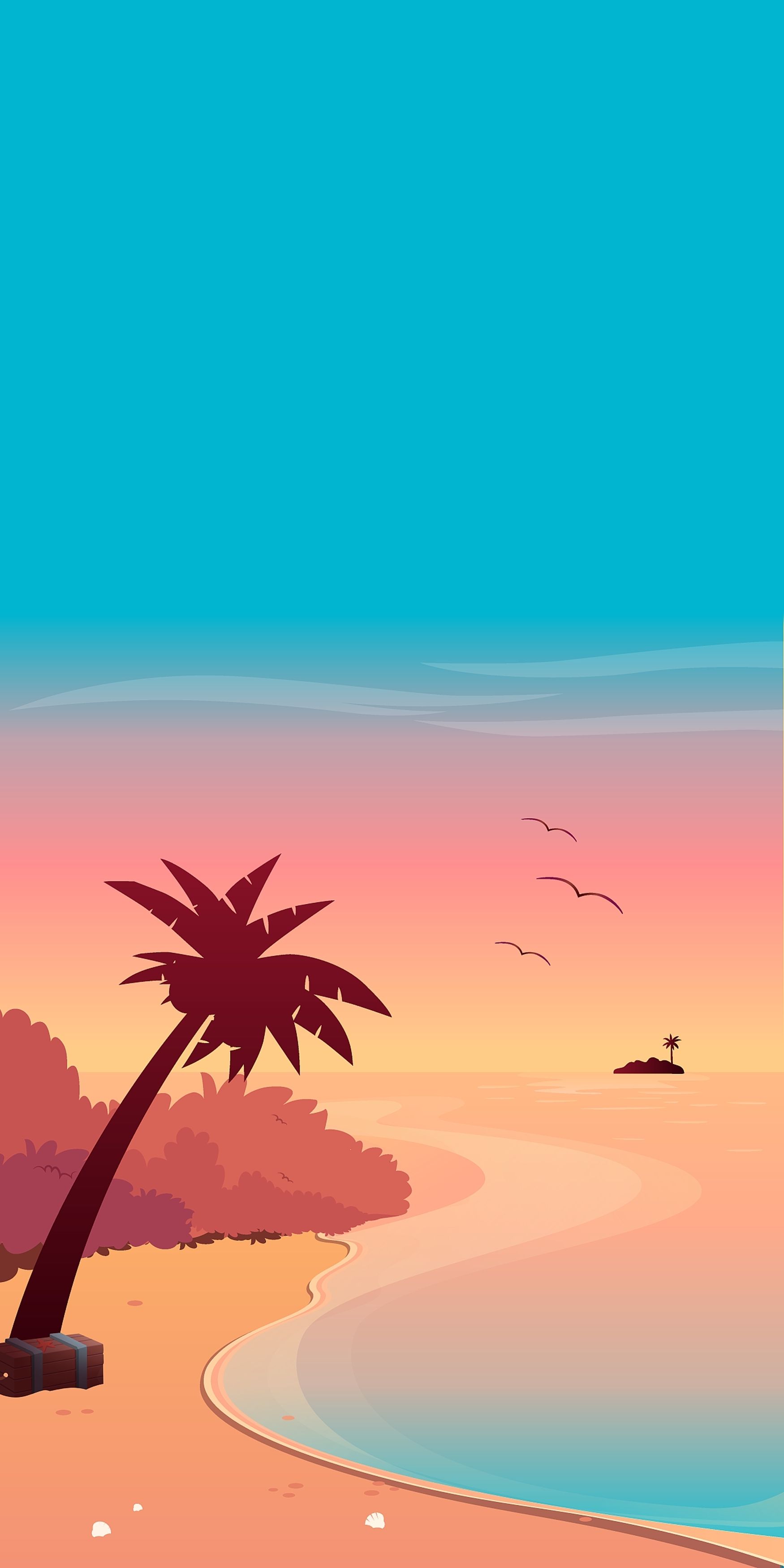 Cartoon Tropical Beach Sunset - beach wallpaper for OpersCraft