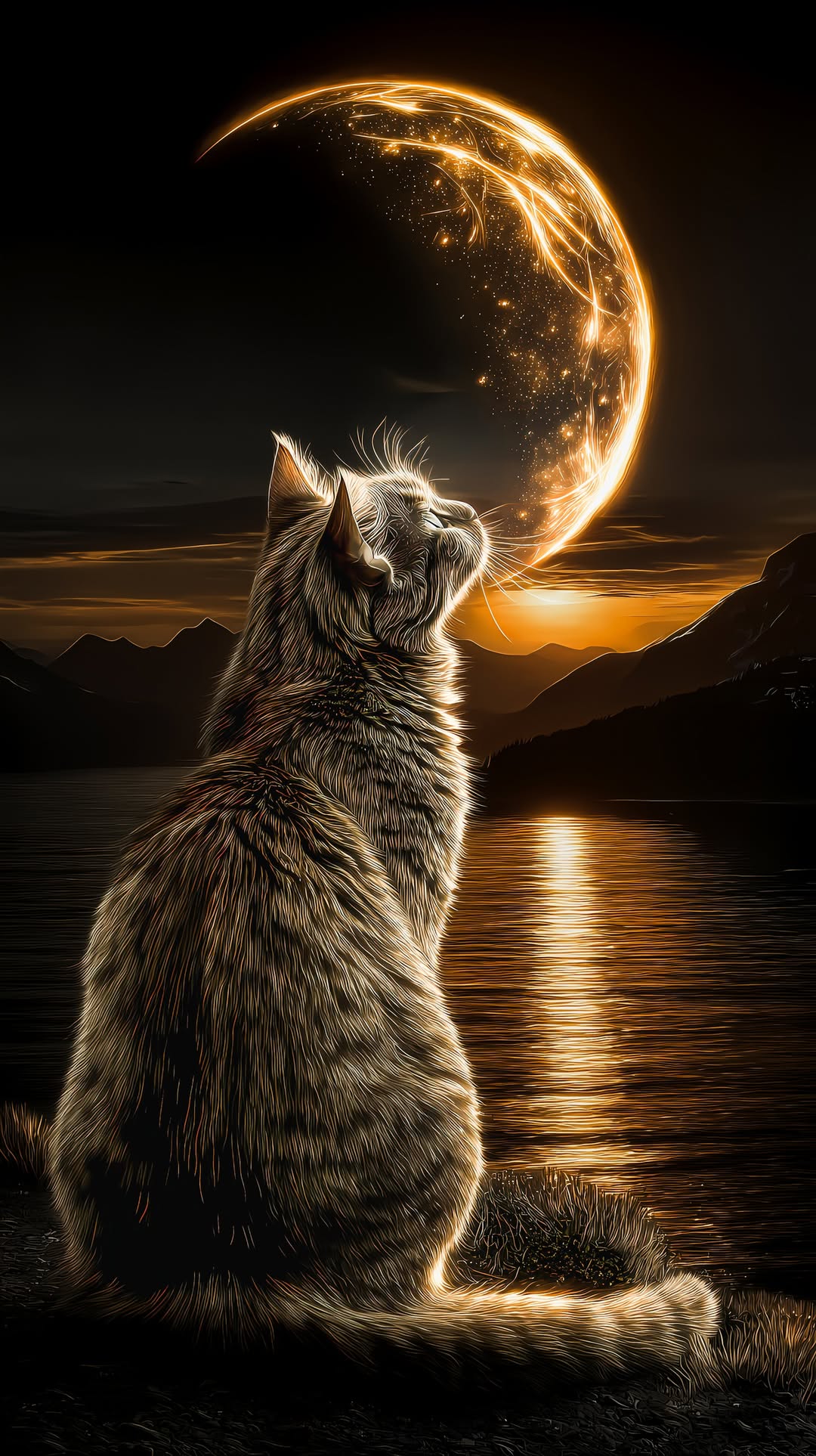 Cat and Cosmic Moon - cat wallpaper for OpersCraft