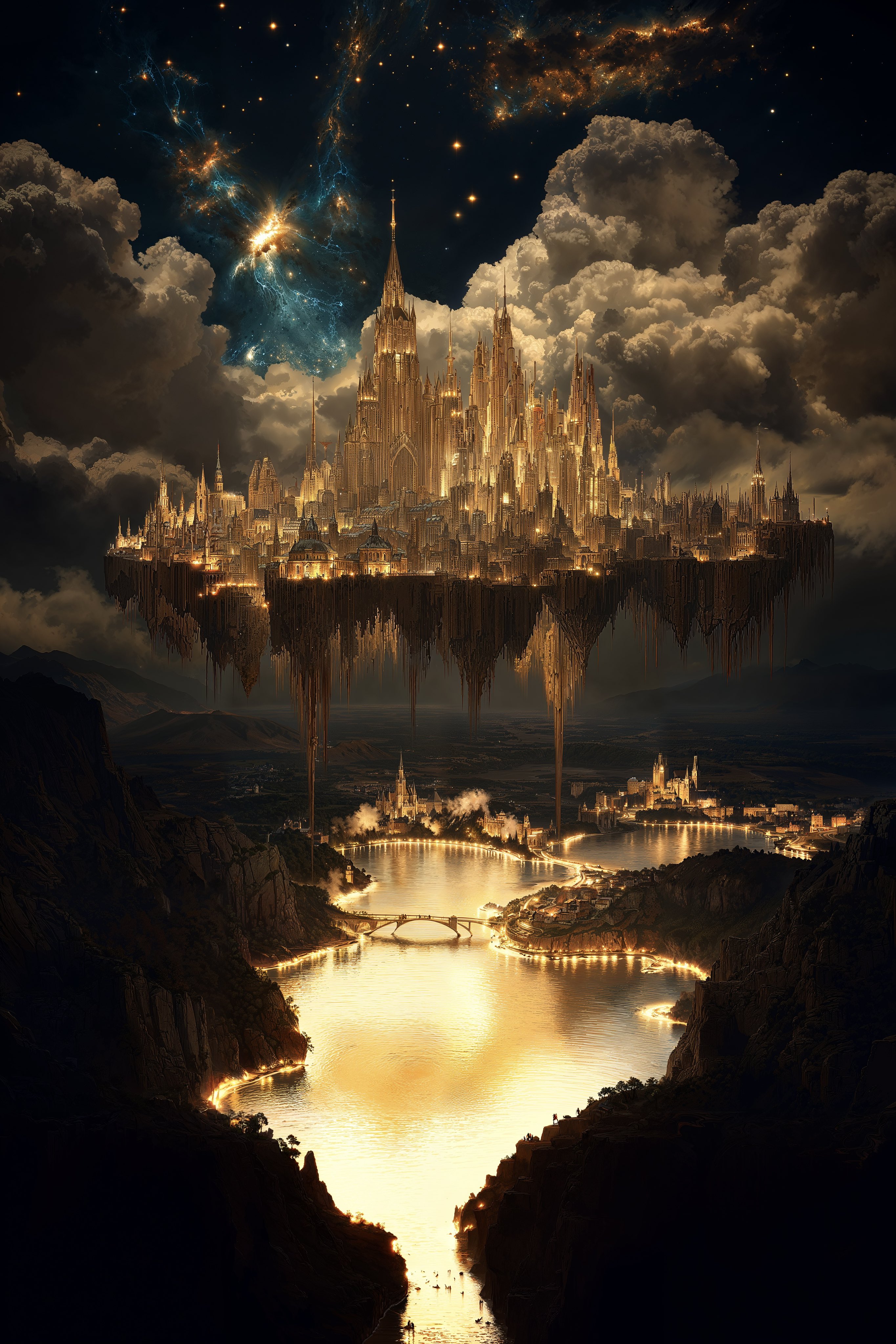 Celestial Floating Cityscape - fantasy wallpaper for OpersCraft