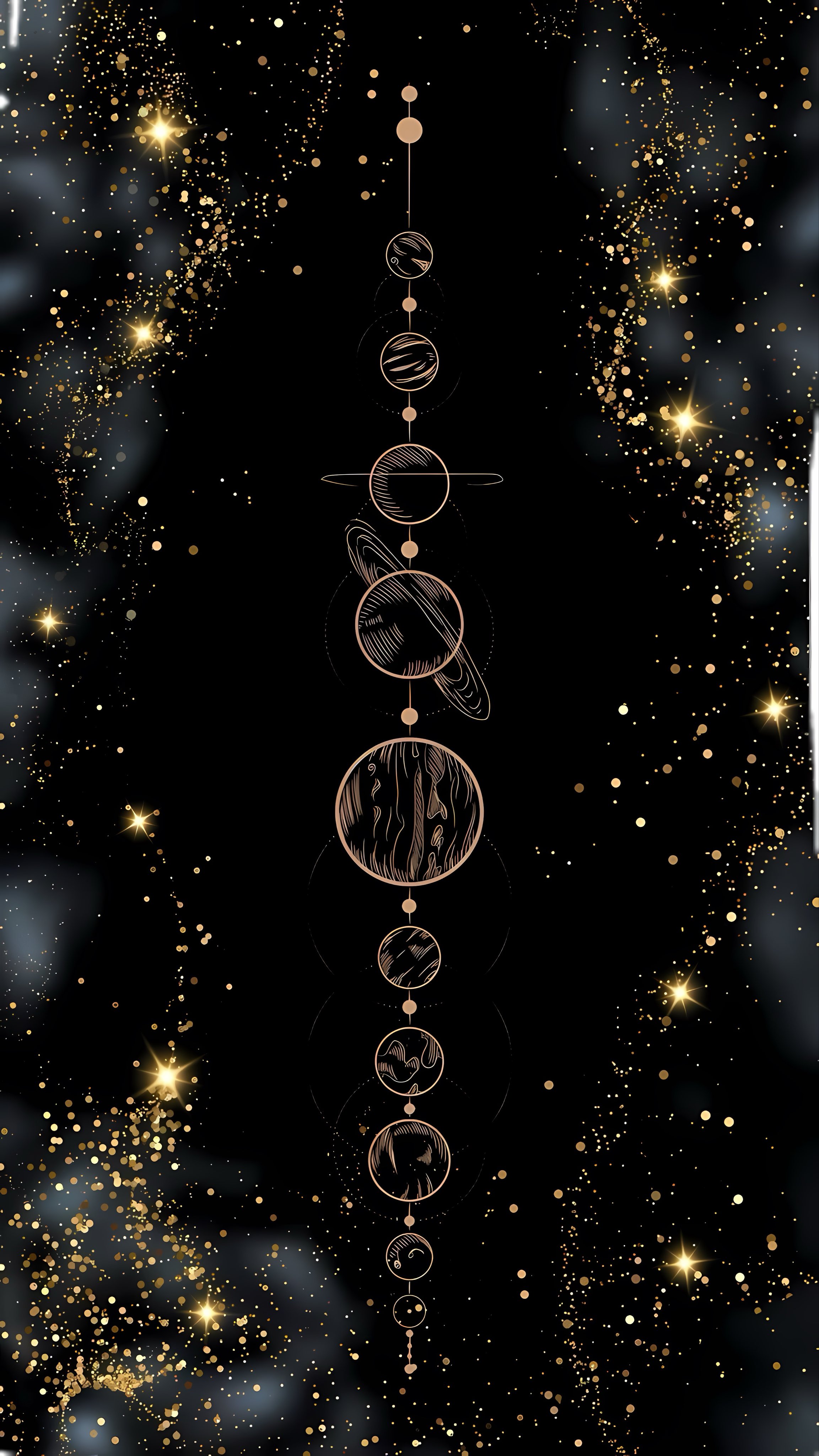 Celestial Gold Planets - space wallpaper for OpersCraft