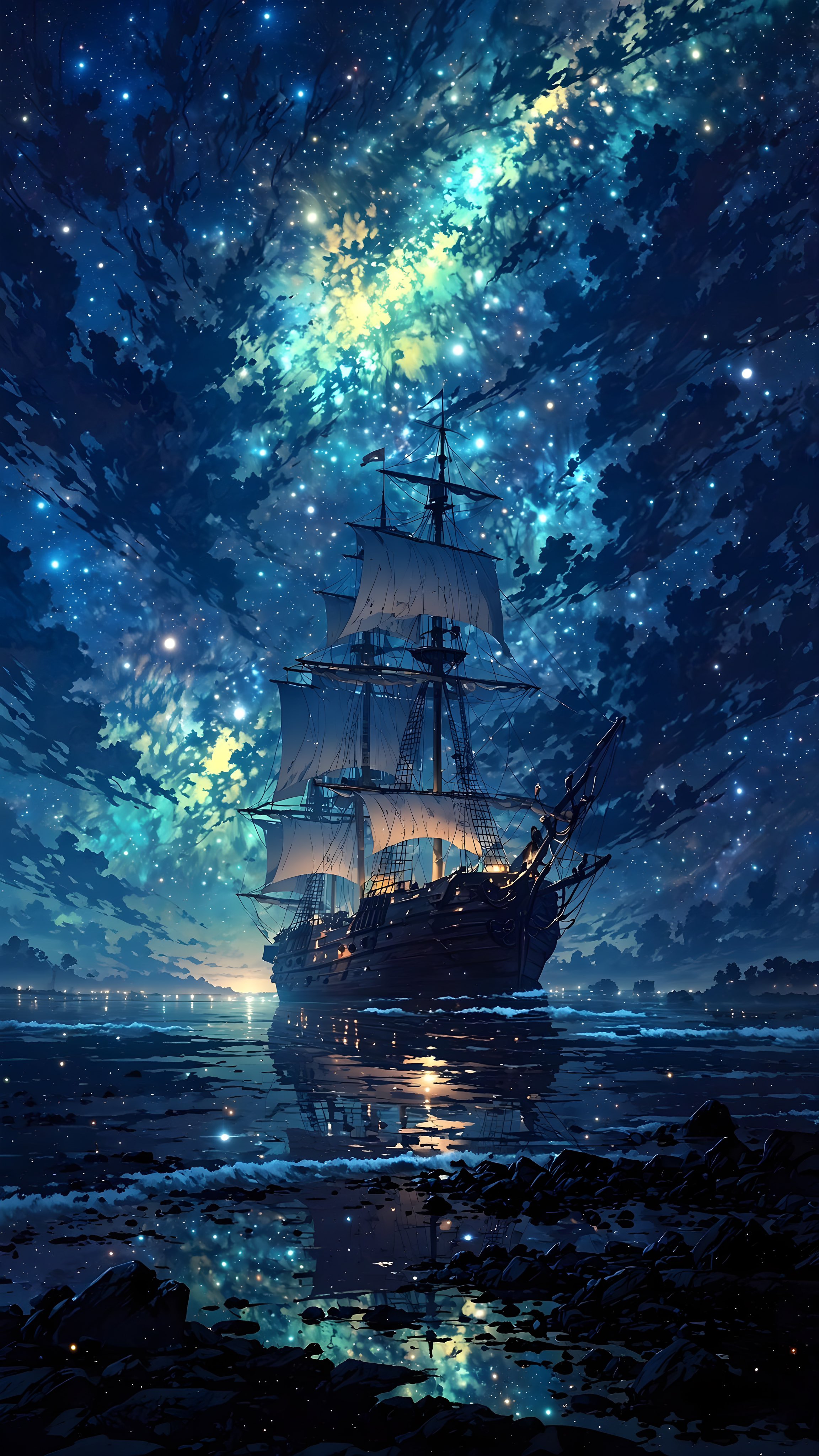 Celestial Sailing Ship Voyage - fantasy wallpaper for OpersCraft