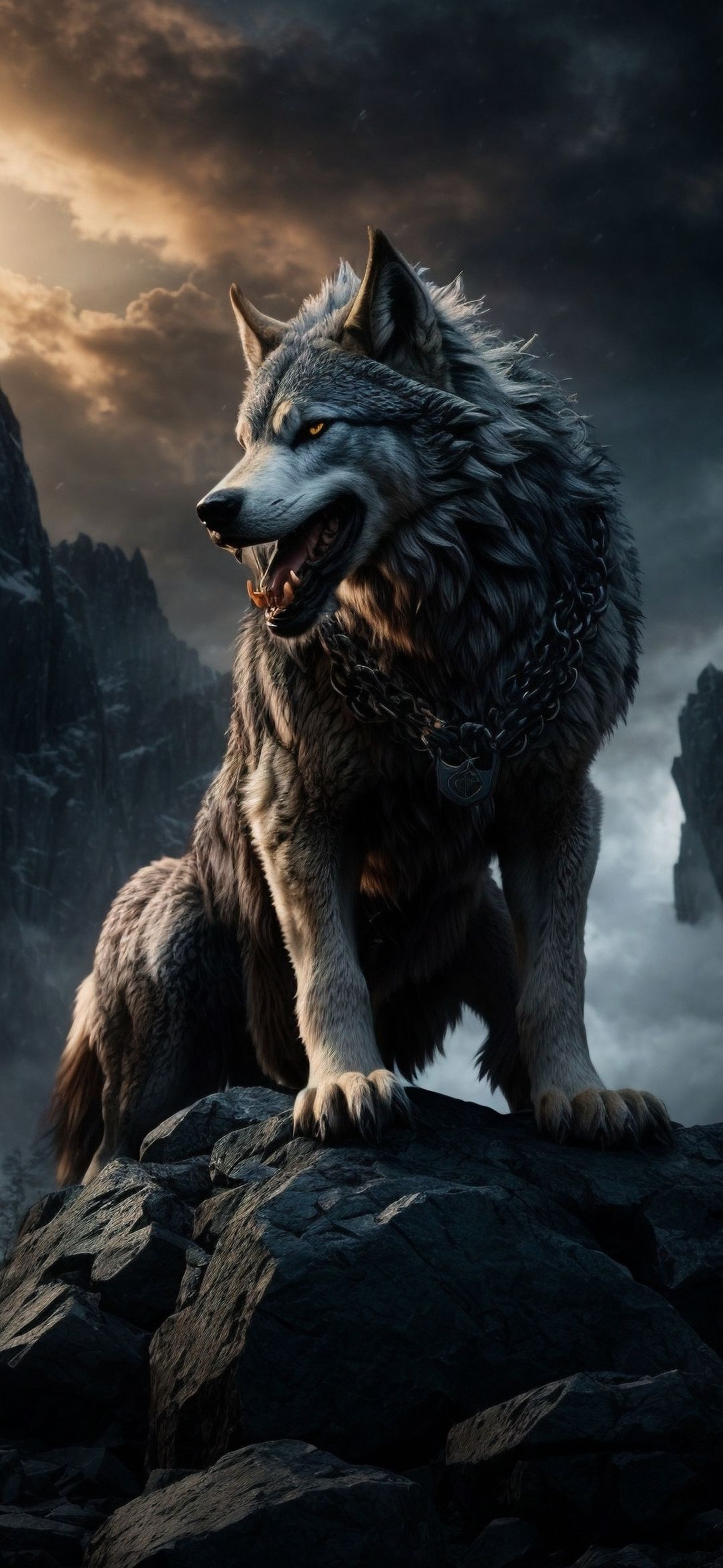 Chained Wolf on Mountain - wolf wallpaper for OpersCraft