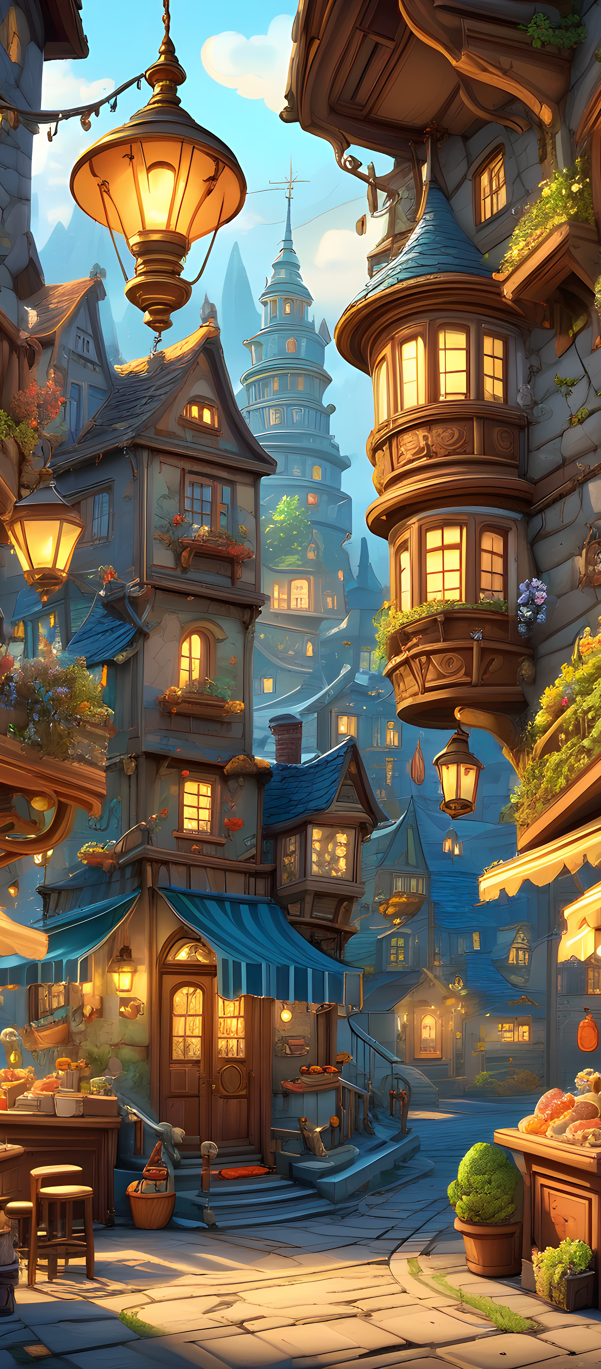Charming Town Street View - random wallpaper for OpersCraft