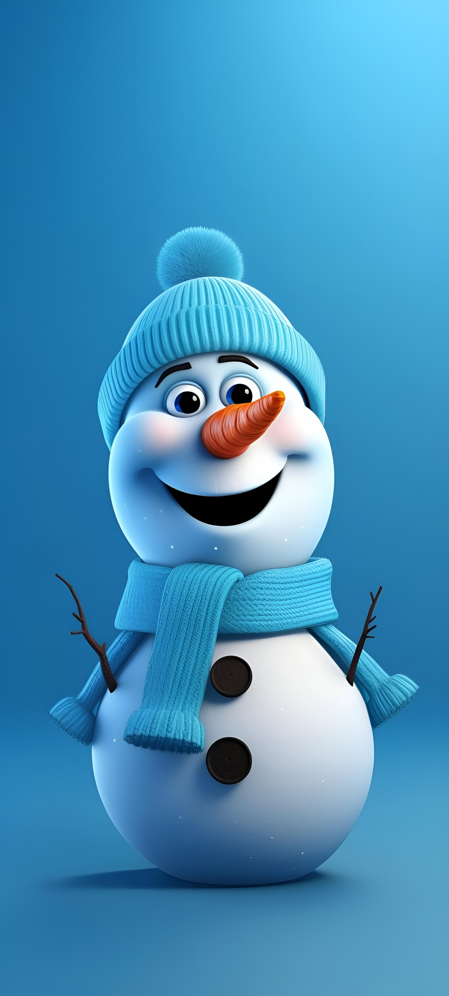 Cheerful Blue Snowman - christmas wallpaper for OpersCraft