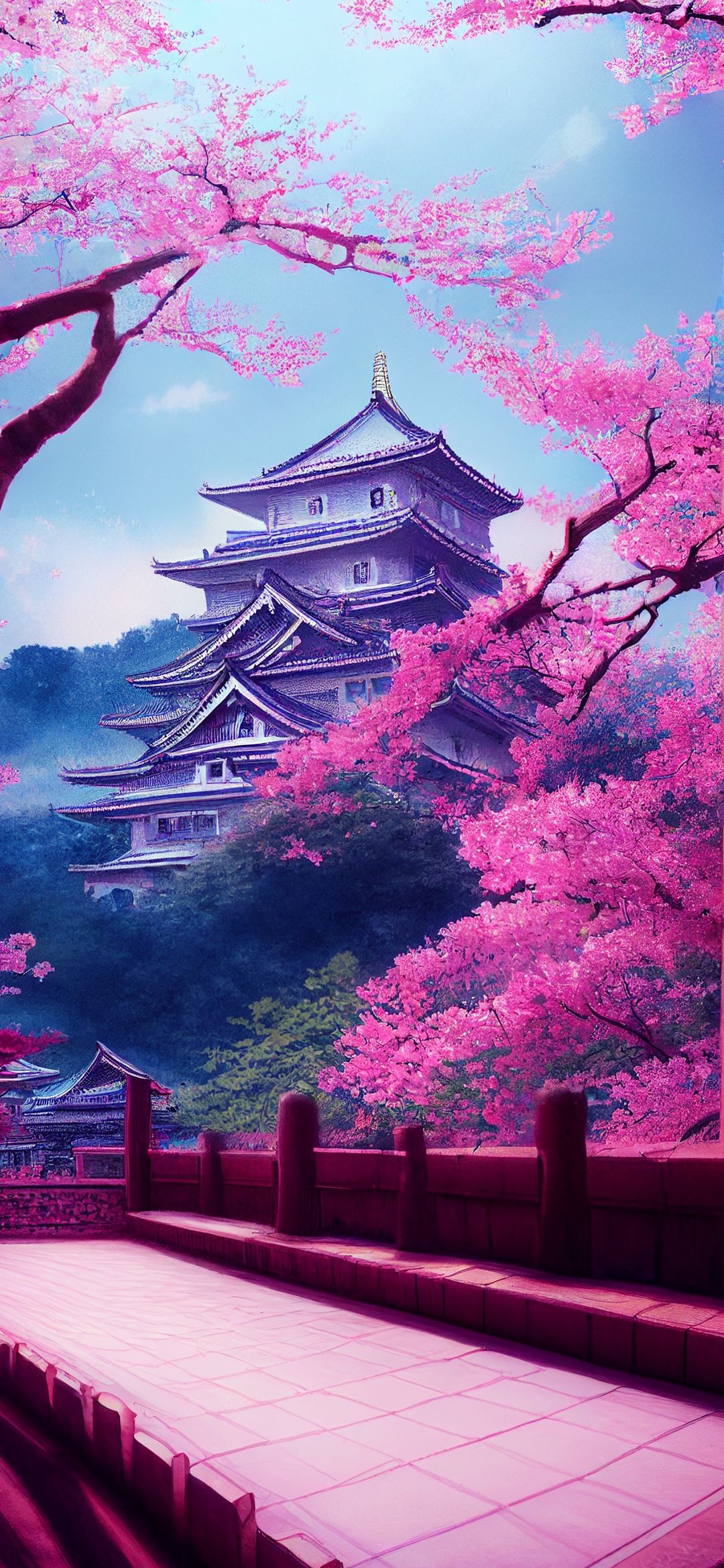 Cherry Blossom Temple View - japan wallpaper for OpersCraft