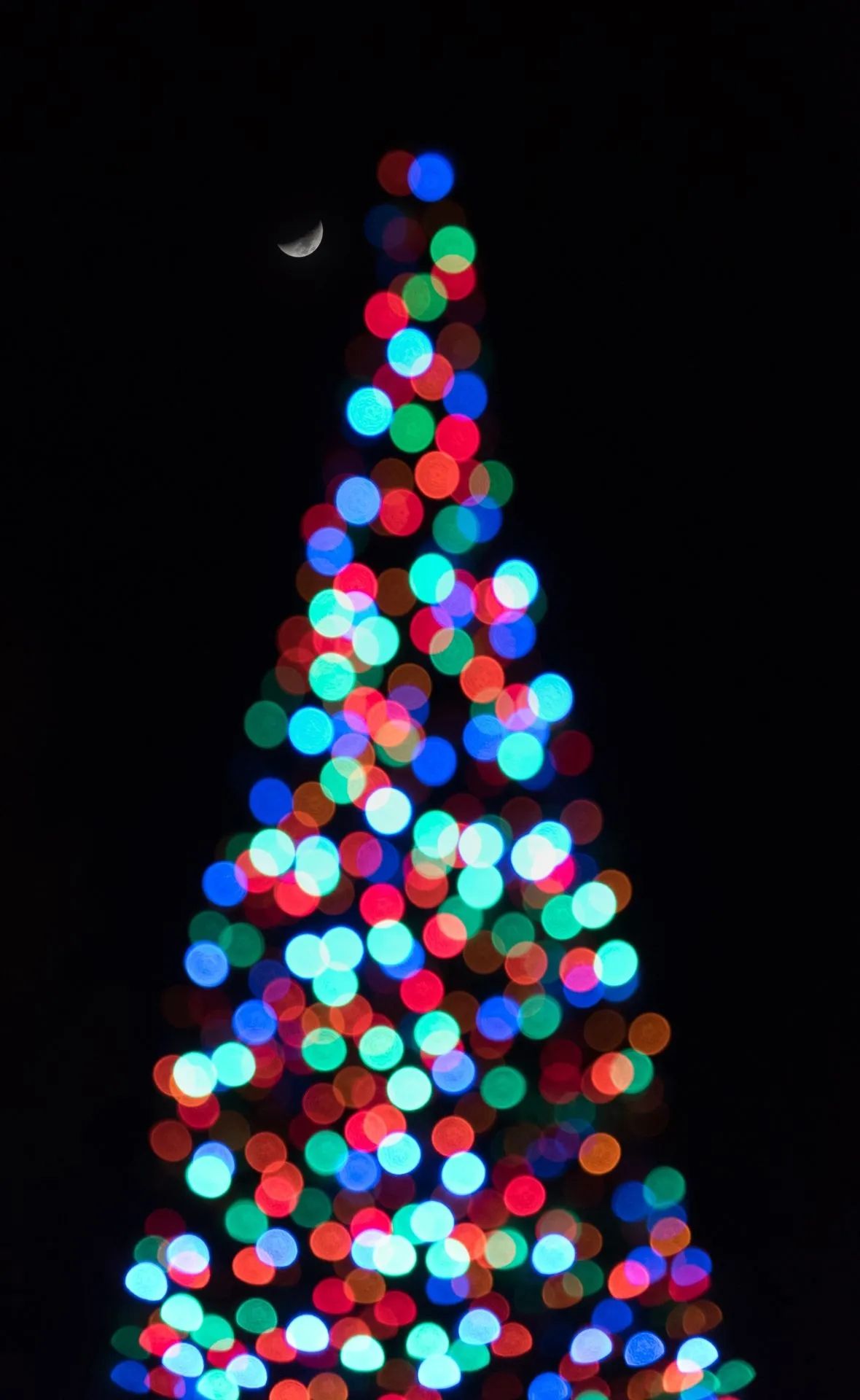 Christmas Lights Under Moon - christmas wallpaper for OpersCraft
