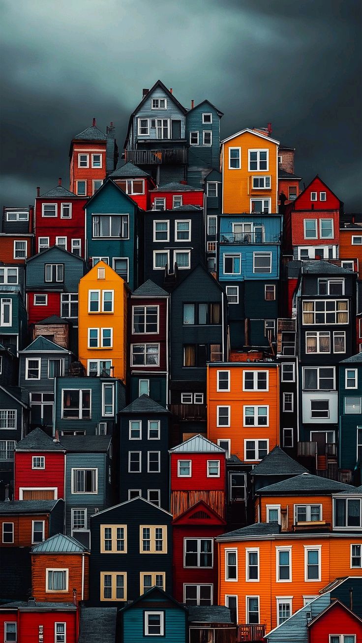 Colorful Houses Stacked High - urban wallpaper for OpersCraft