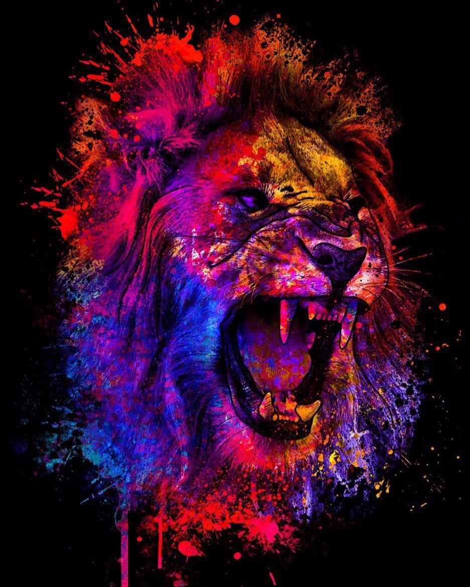 Colorful Roaring Lion Art - lion wallpaper for OpersCraft